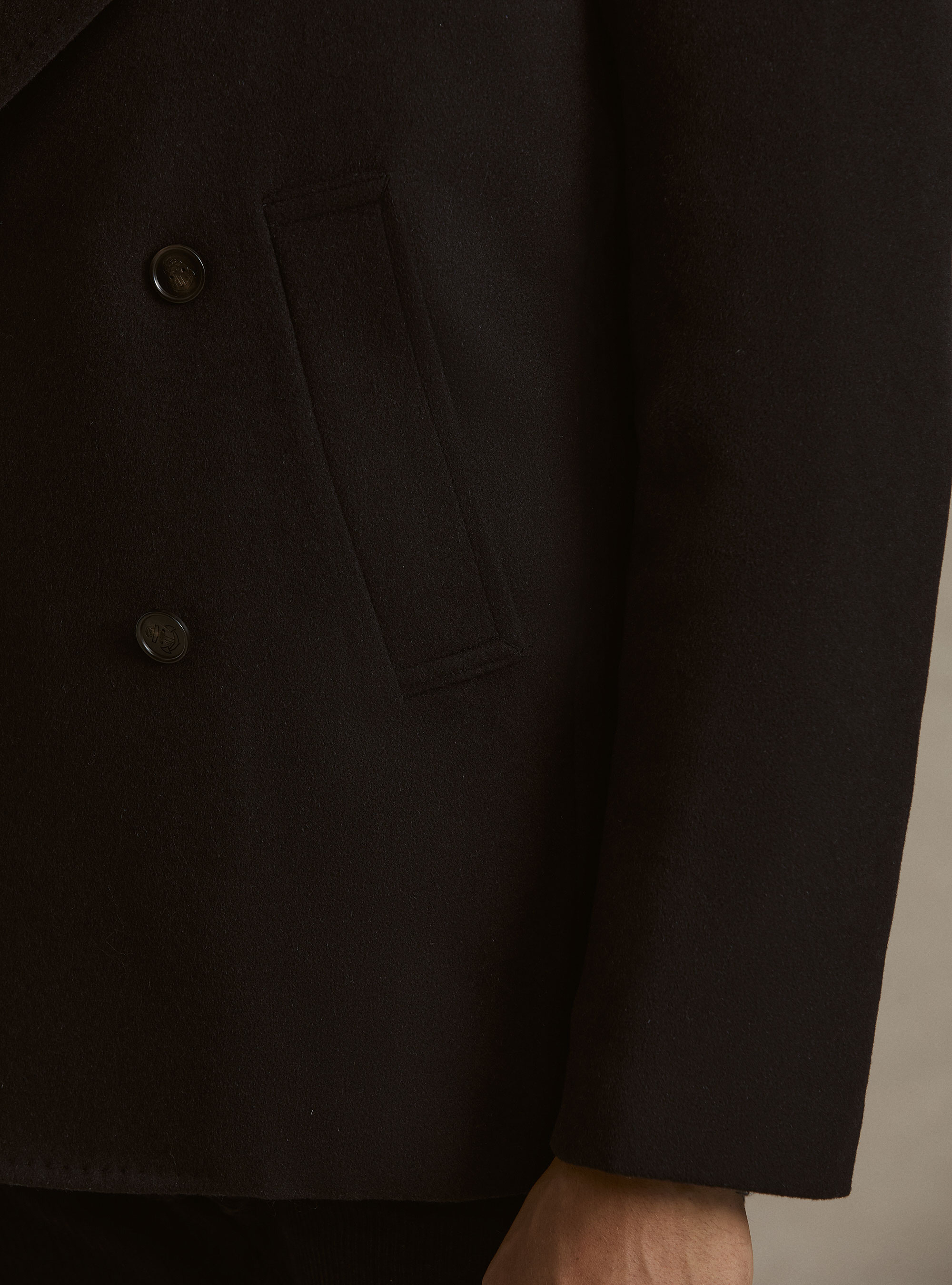 Peacoat de lana y cachemira, AZUL MARINO