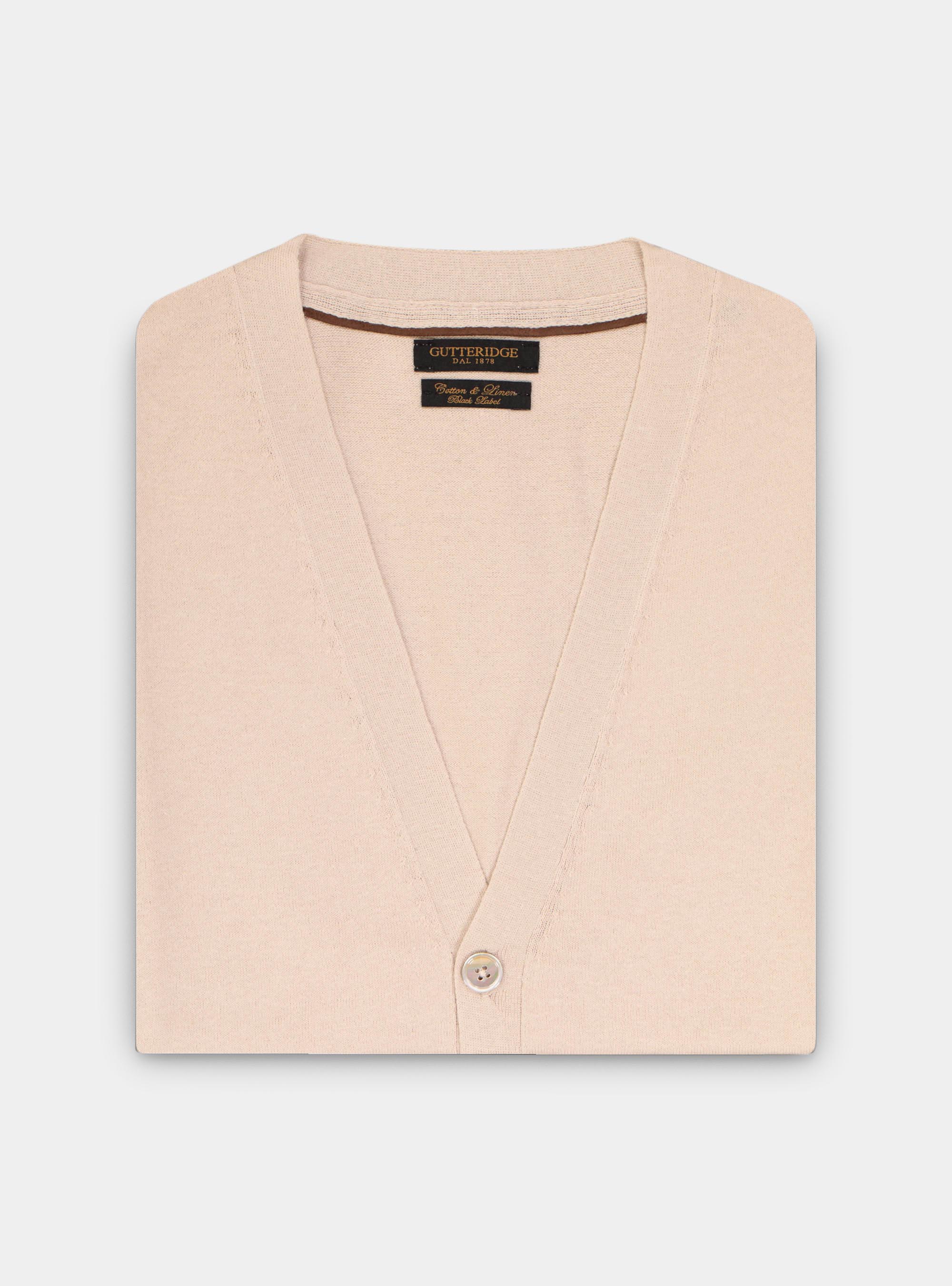 Gilet in maglia in cotone e lino, ECRU