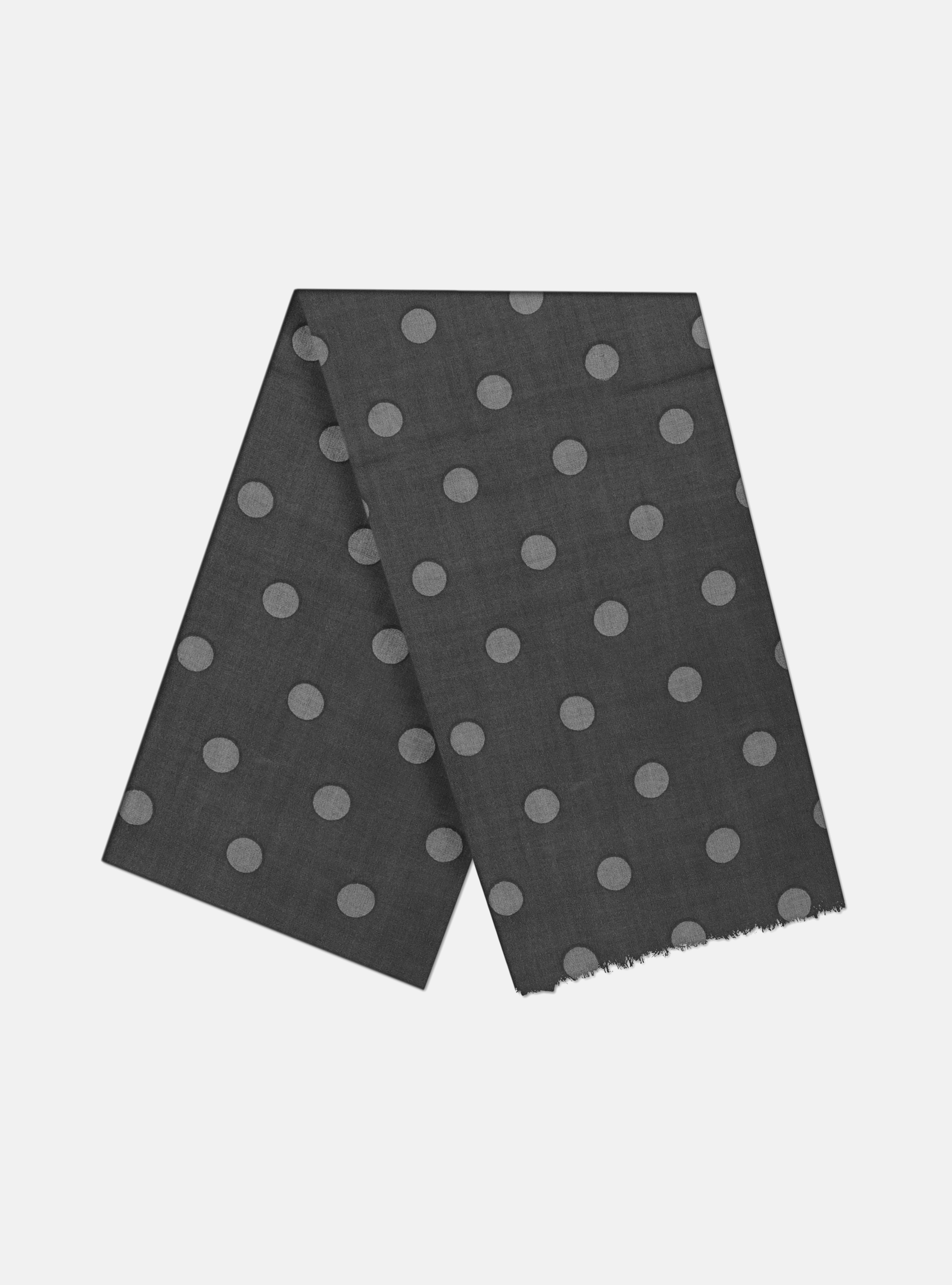 POLKA DOT WOOL SCARF, ASPHALT GREY
