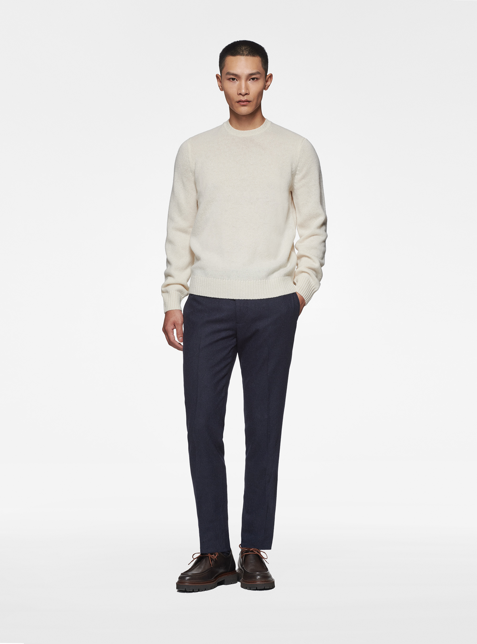 Pantaloni in flanella di misto lana Duemilagori, BLU NAVY