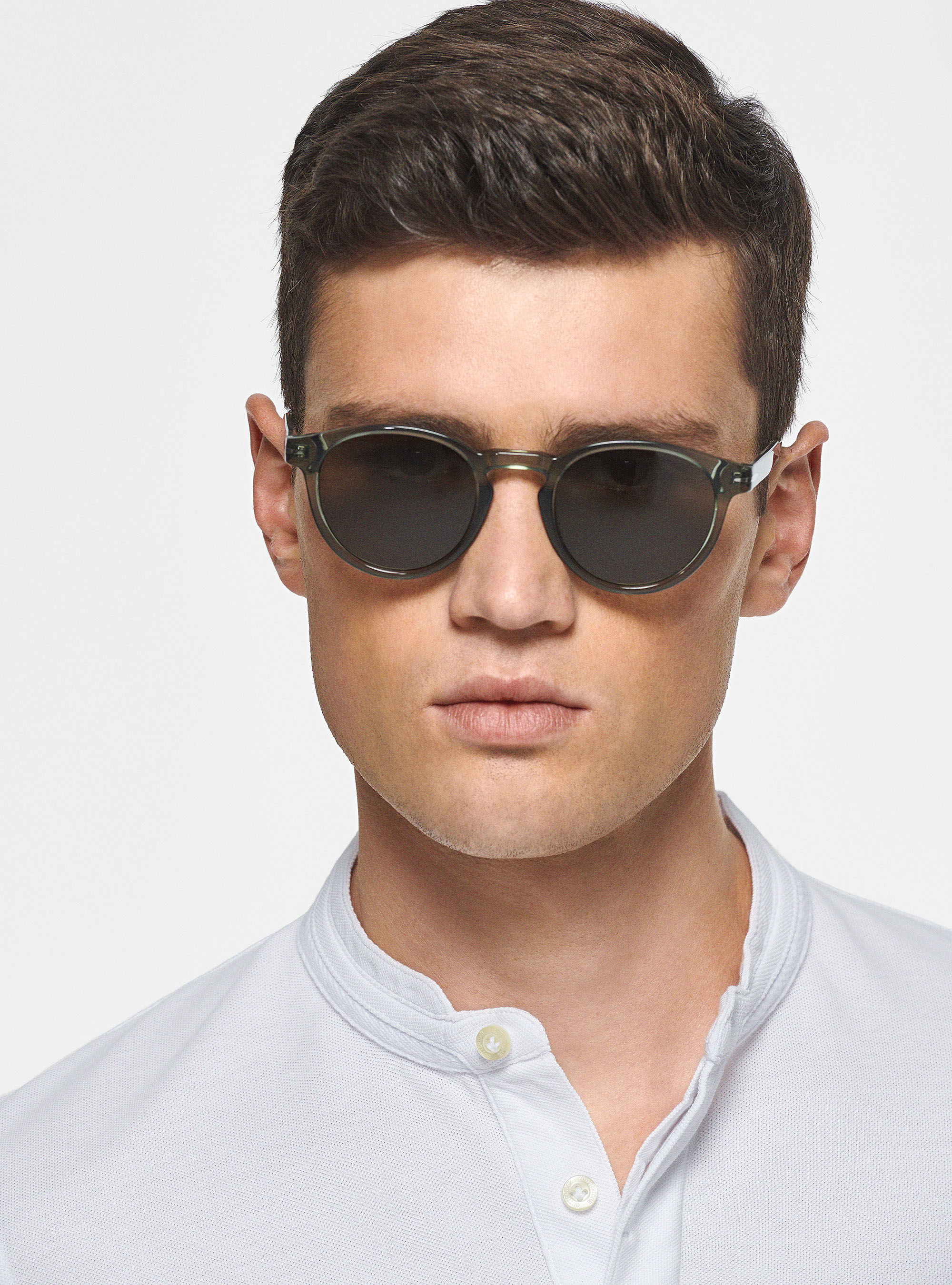 Polo coreana in piquet, BIANCO