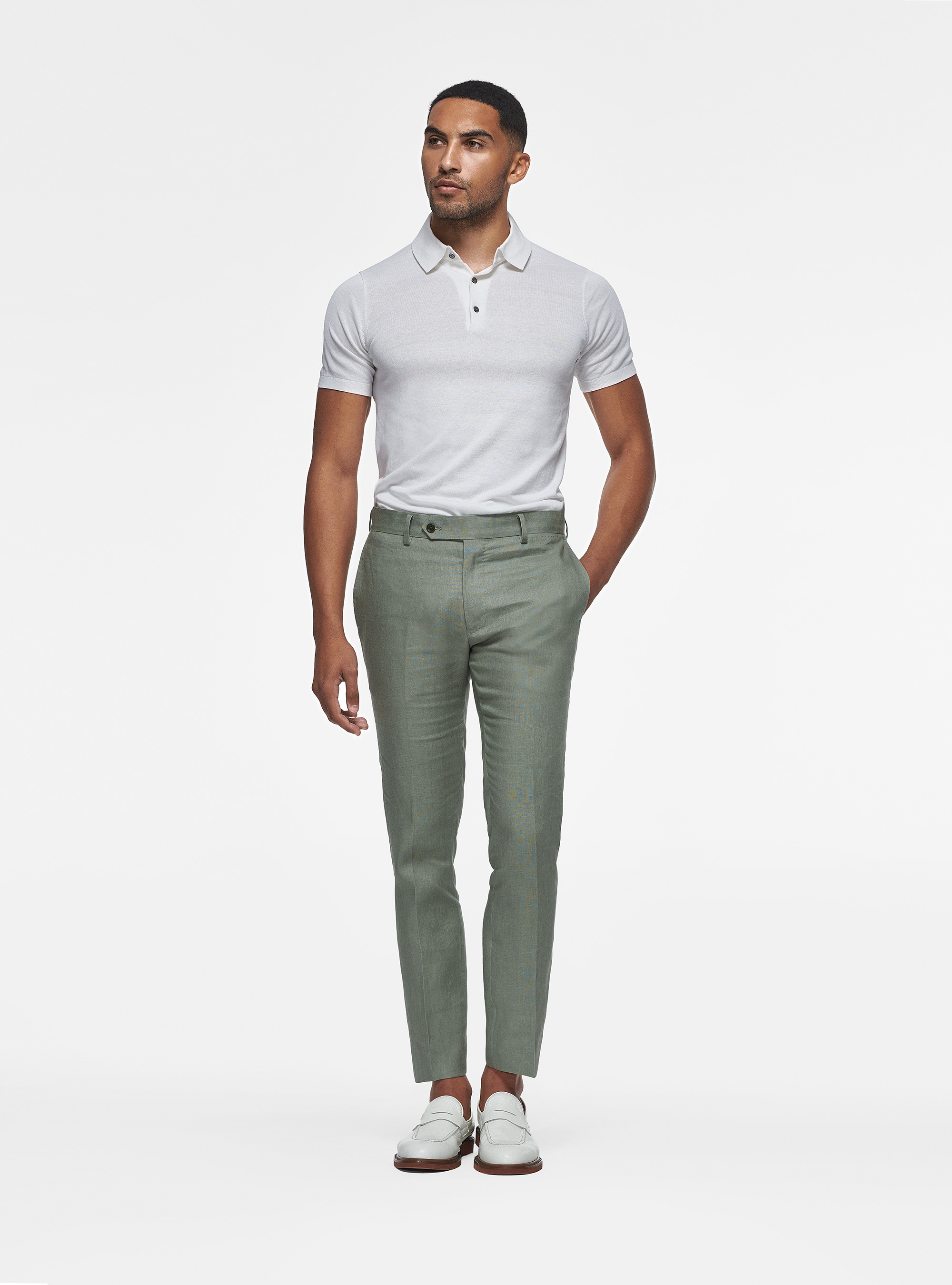 Pure linen trousers, SALVIA 0602C