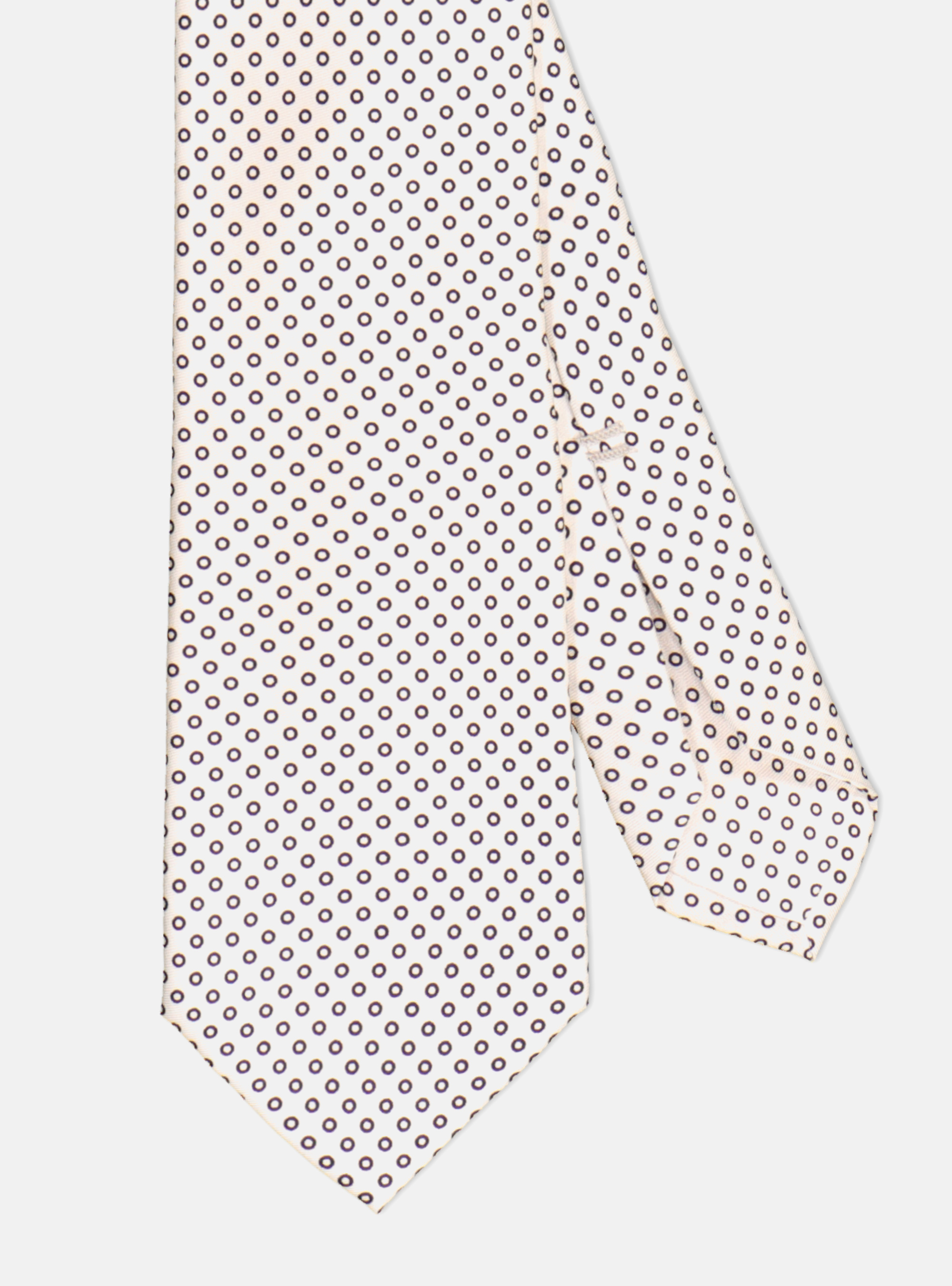 Polka dot silk tie 5 folds, WHITE / BLUE NAVY