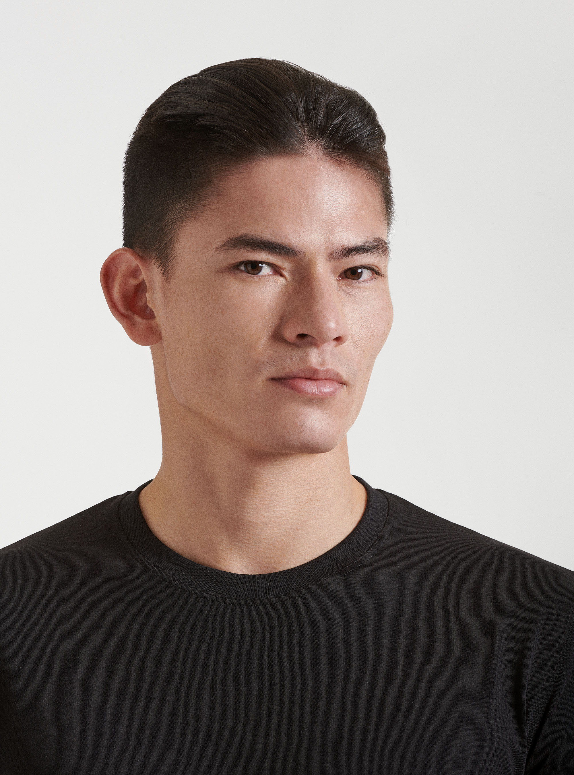 T-shirt girocollo in cotone supima, NERO