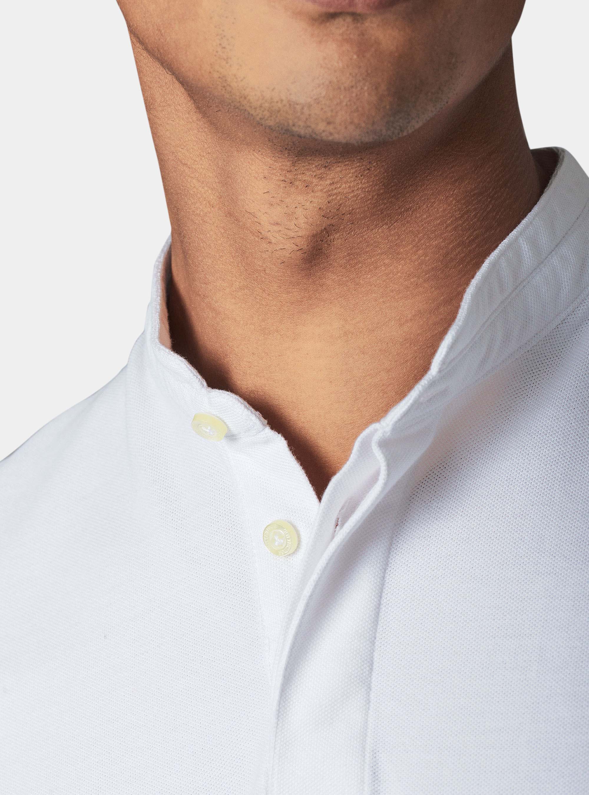 Polo con cuello coreano, BLANCO