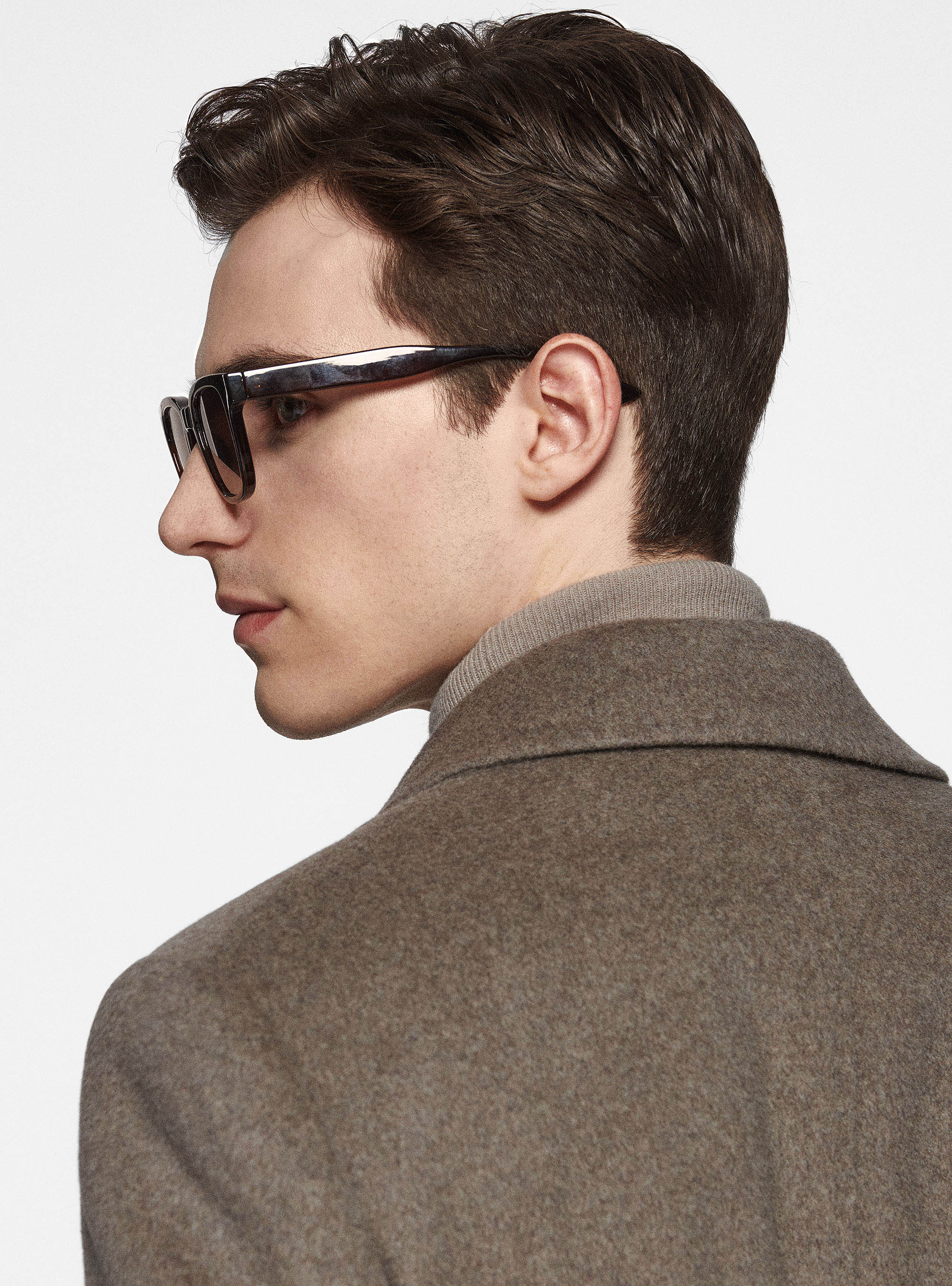 Abrigo cruzado de lana y cachemira, BARRO