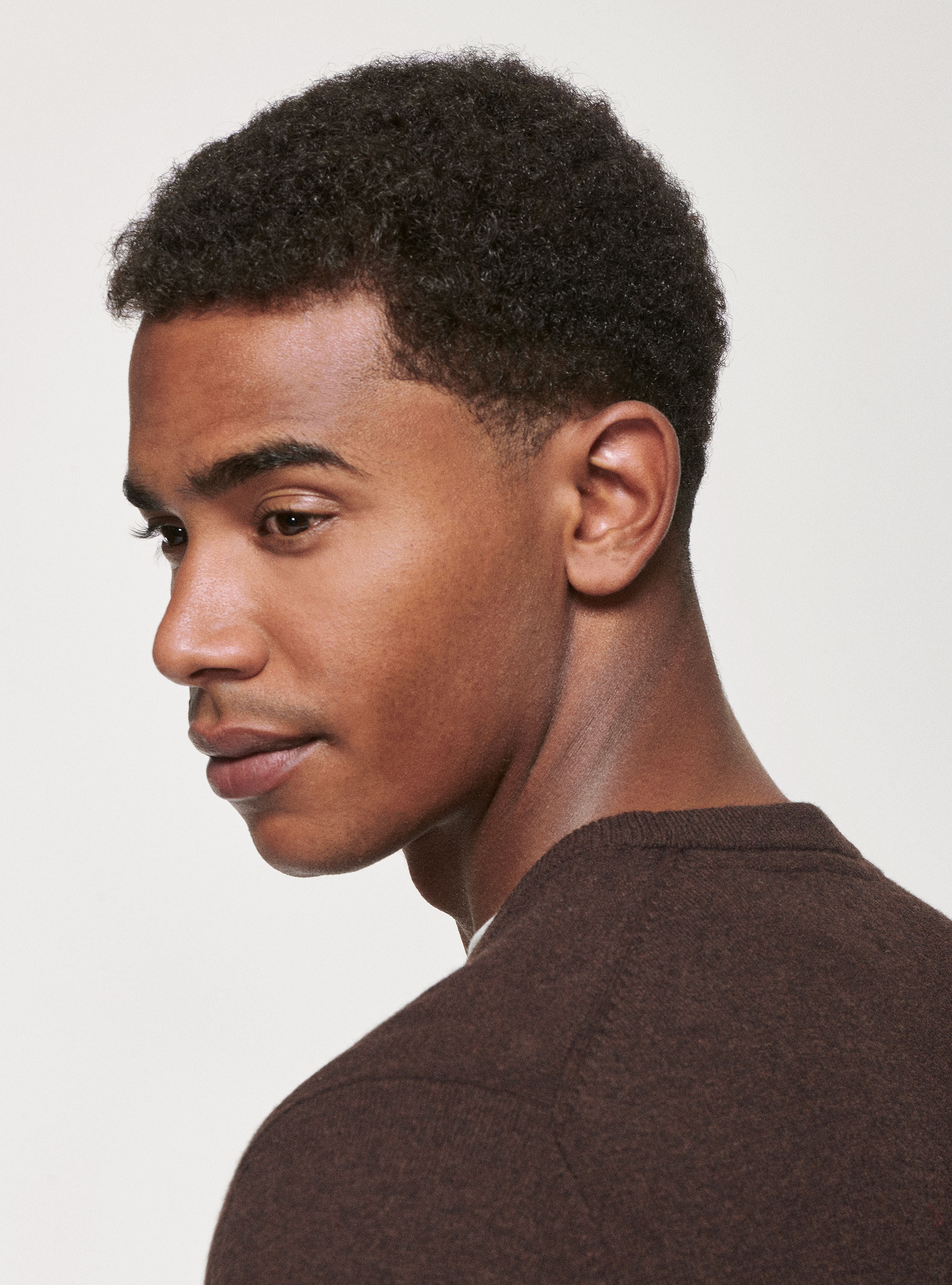 Maglia girocollo in lana lambswool e cashmere, MARRONE