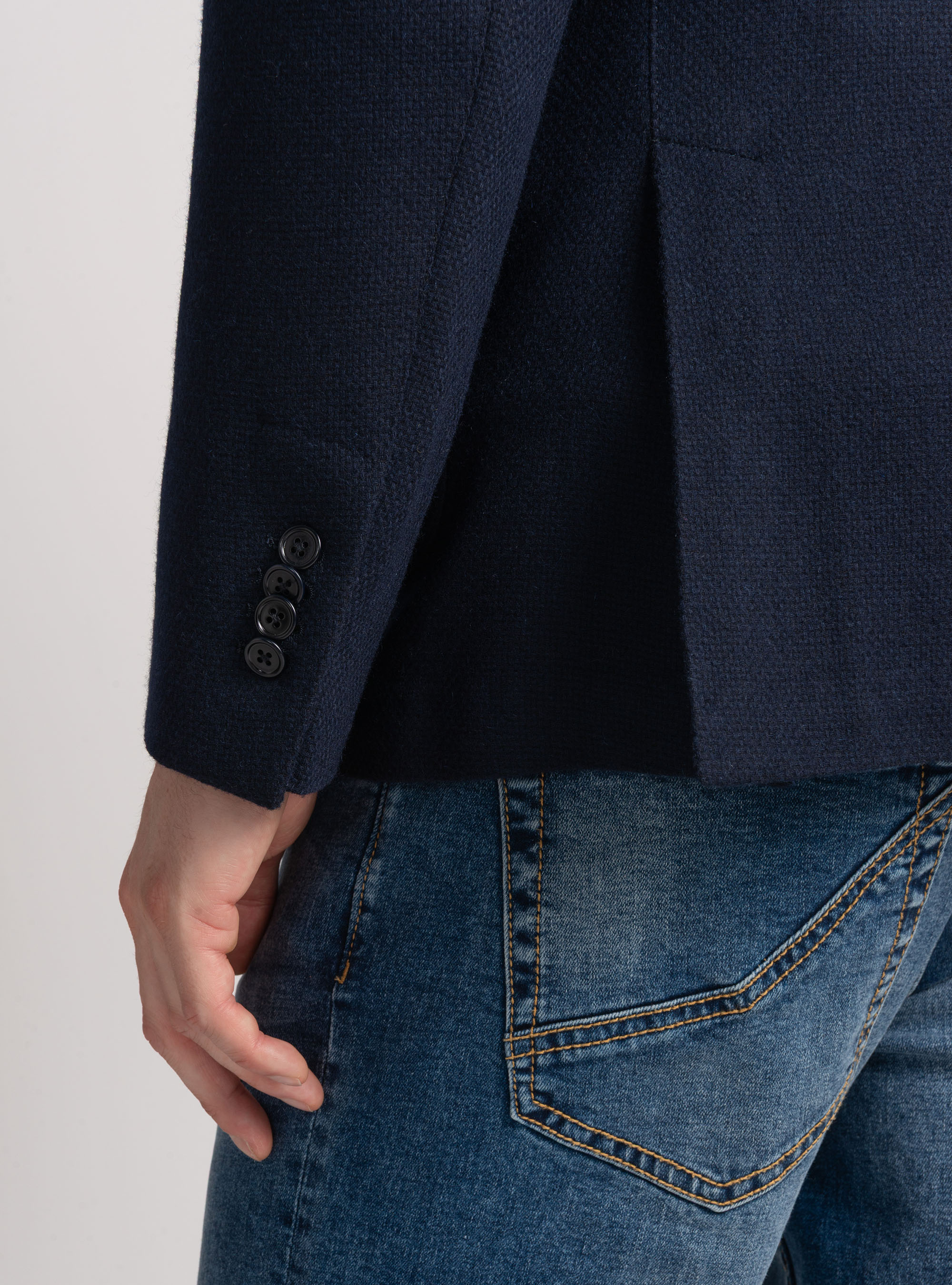 Veste en coton, laine et cachemire, BLEU MARINE