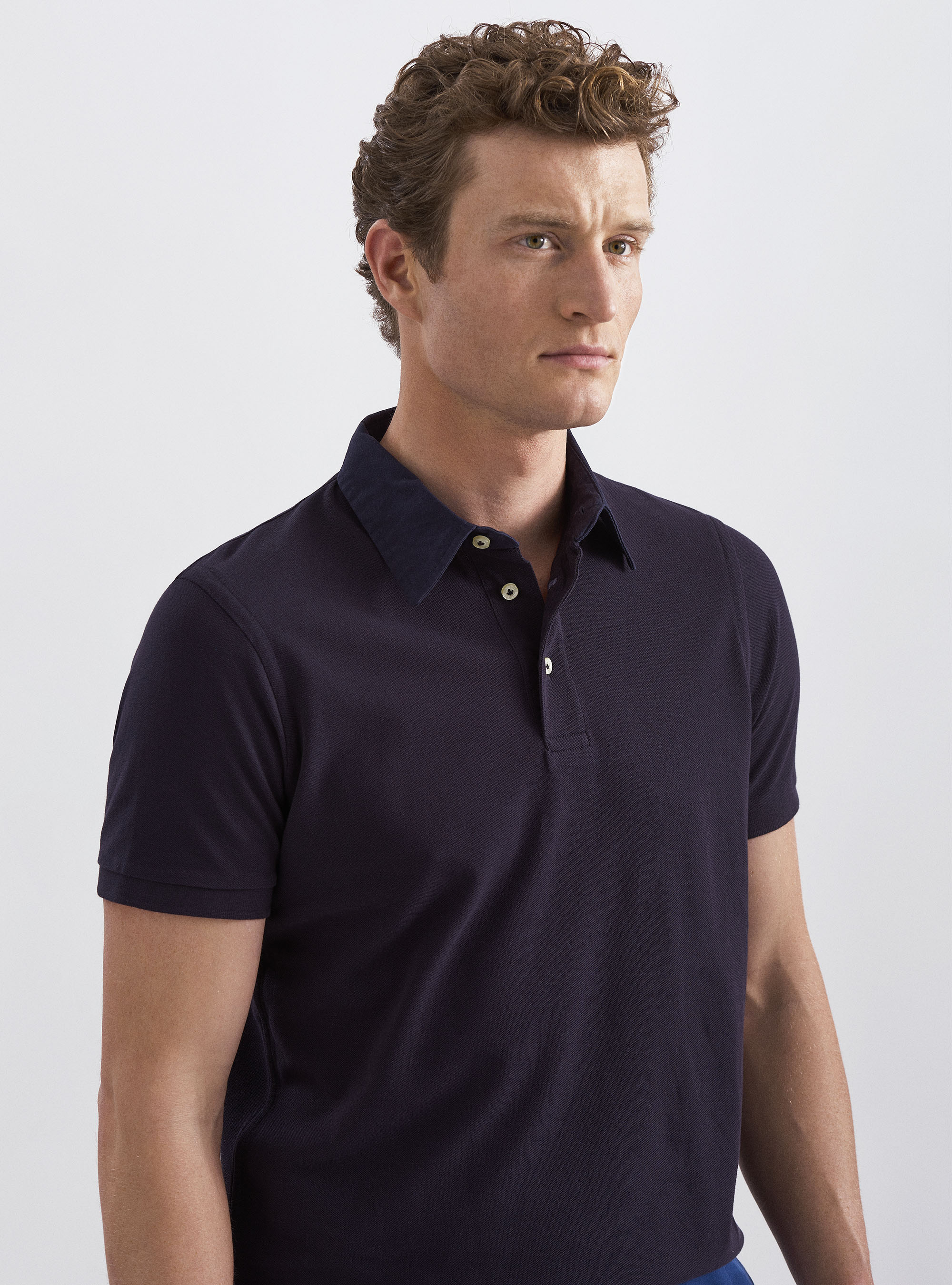 Polo collo camicia in twill