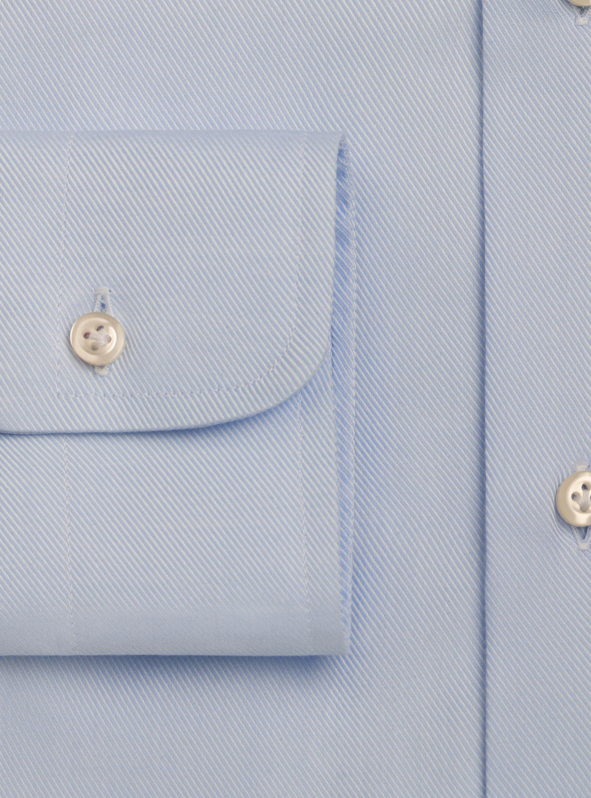 Camisa travel con cuello franc&eacute;s en sarga de algod&oacute;n, CELESTE