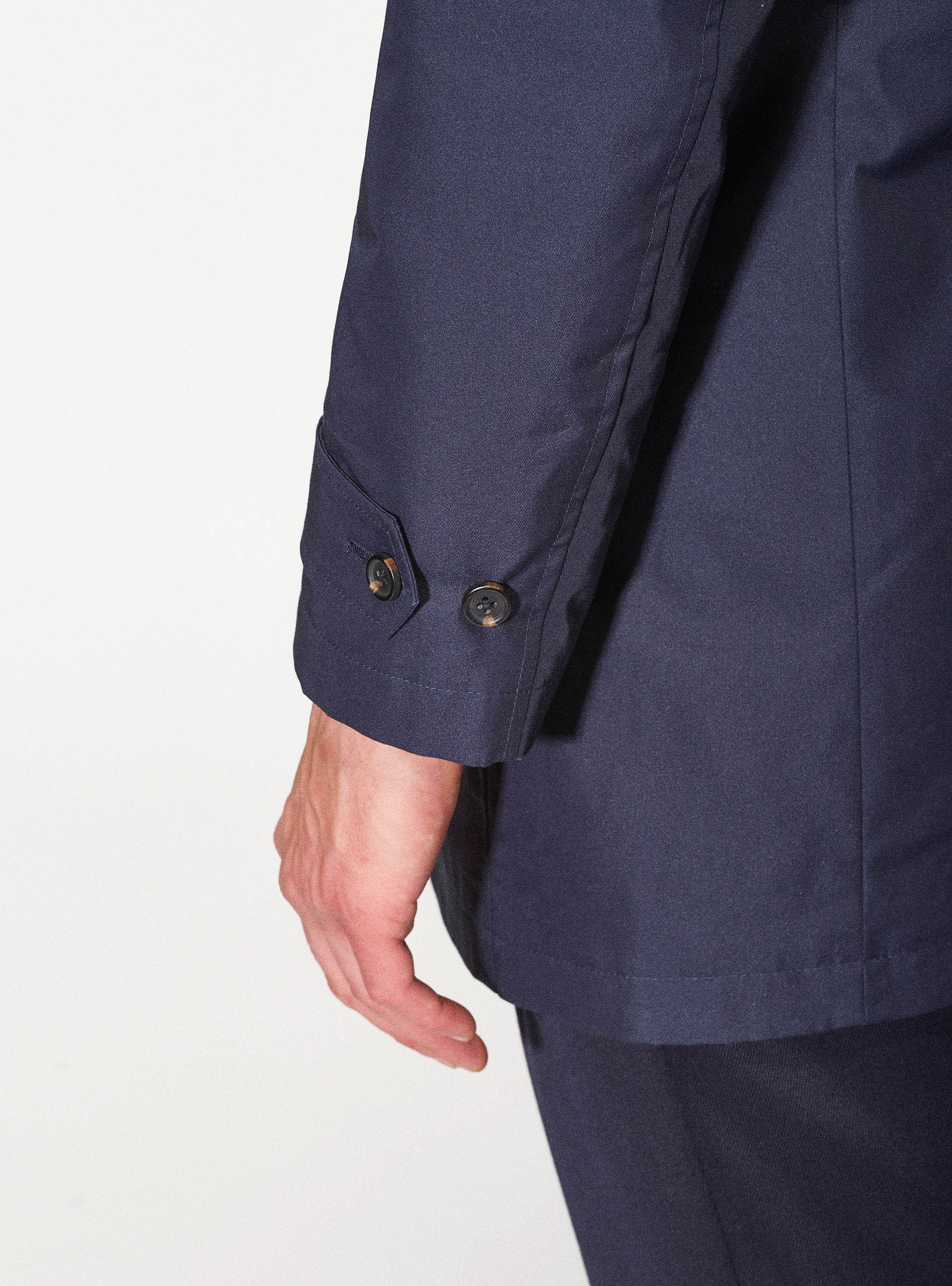 Impermeabile monopetto in cotone tecnico, BLU NAVY