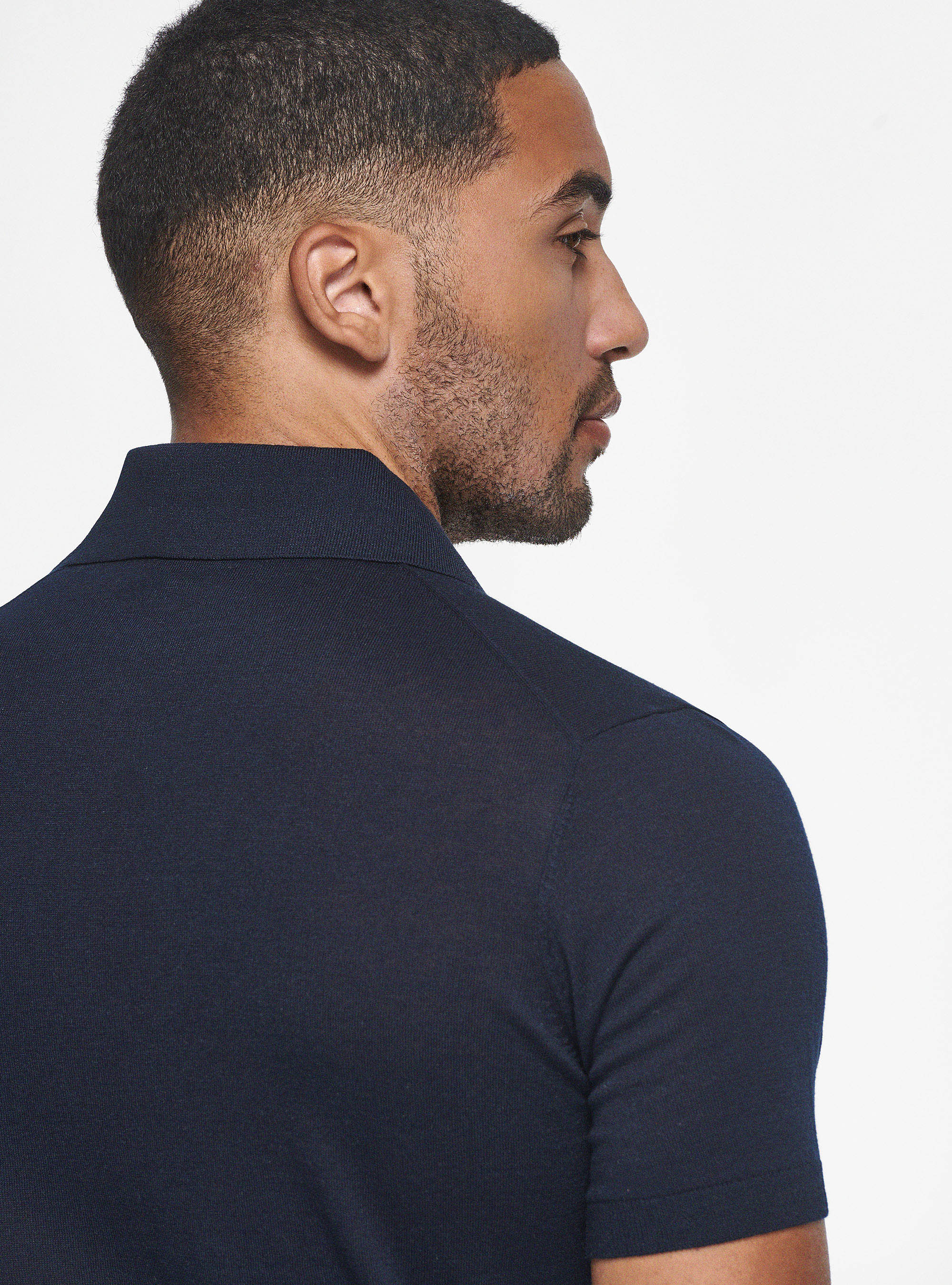 Polo in maglia seta e cotone, BLU NAVY
