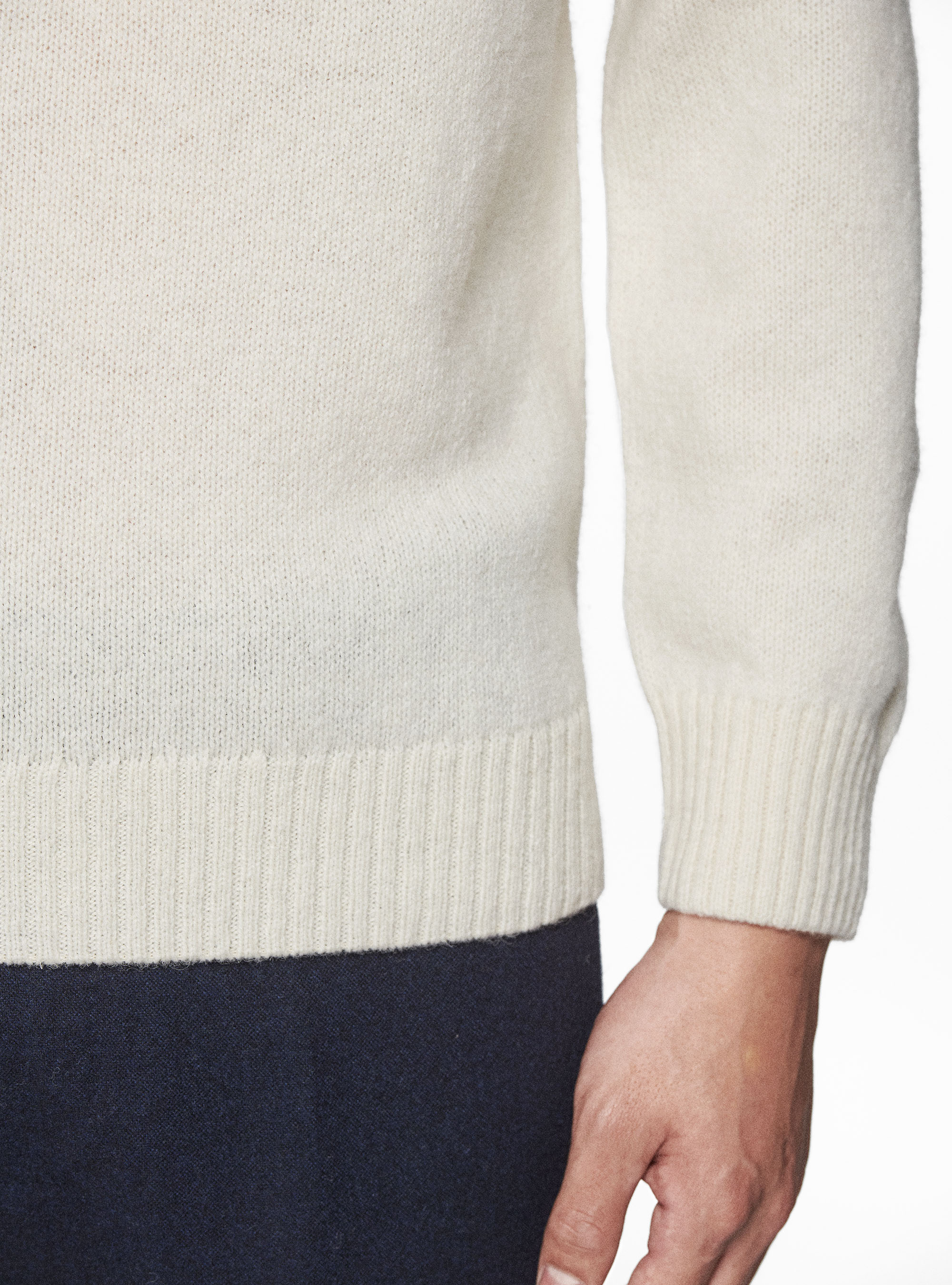 Maglia girocollo in lana shetland, BIANCO