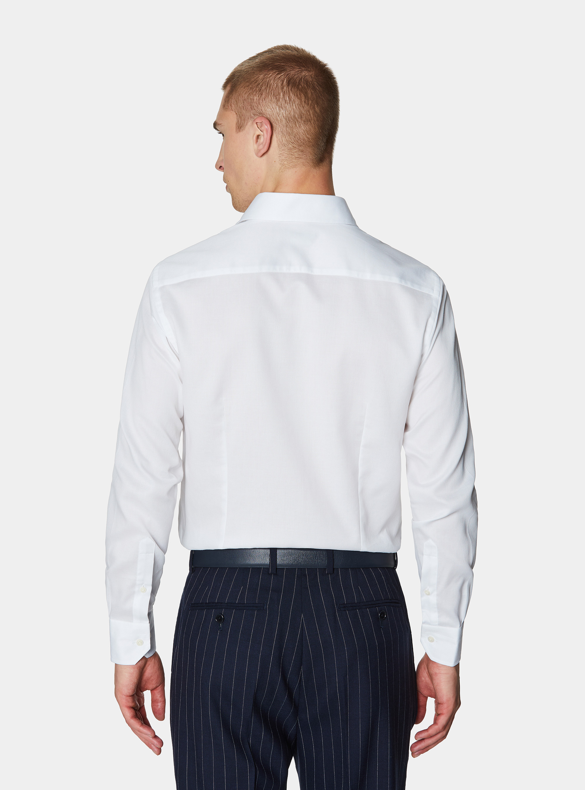 Camicia in cotone operato, BIANCO