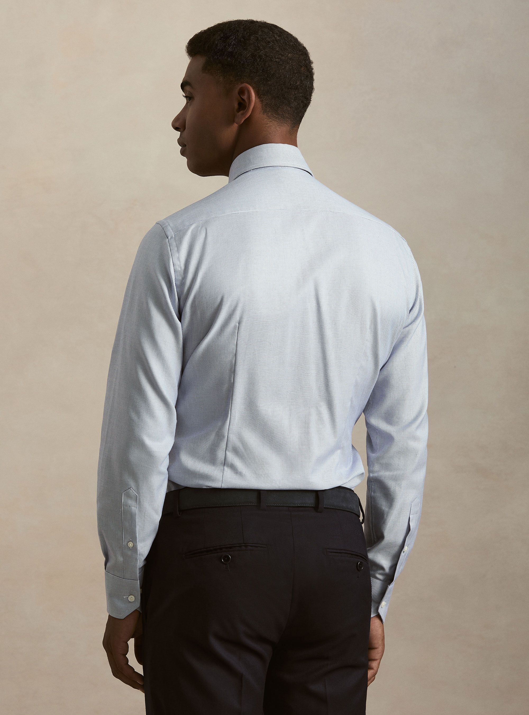 Camicia in cotone operato, BLU