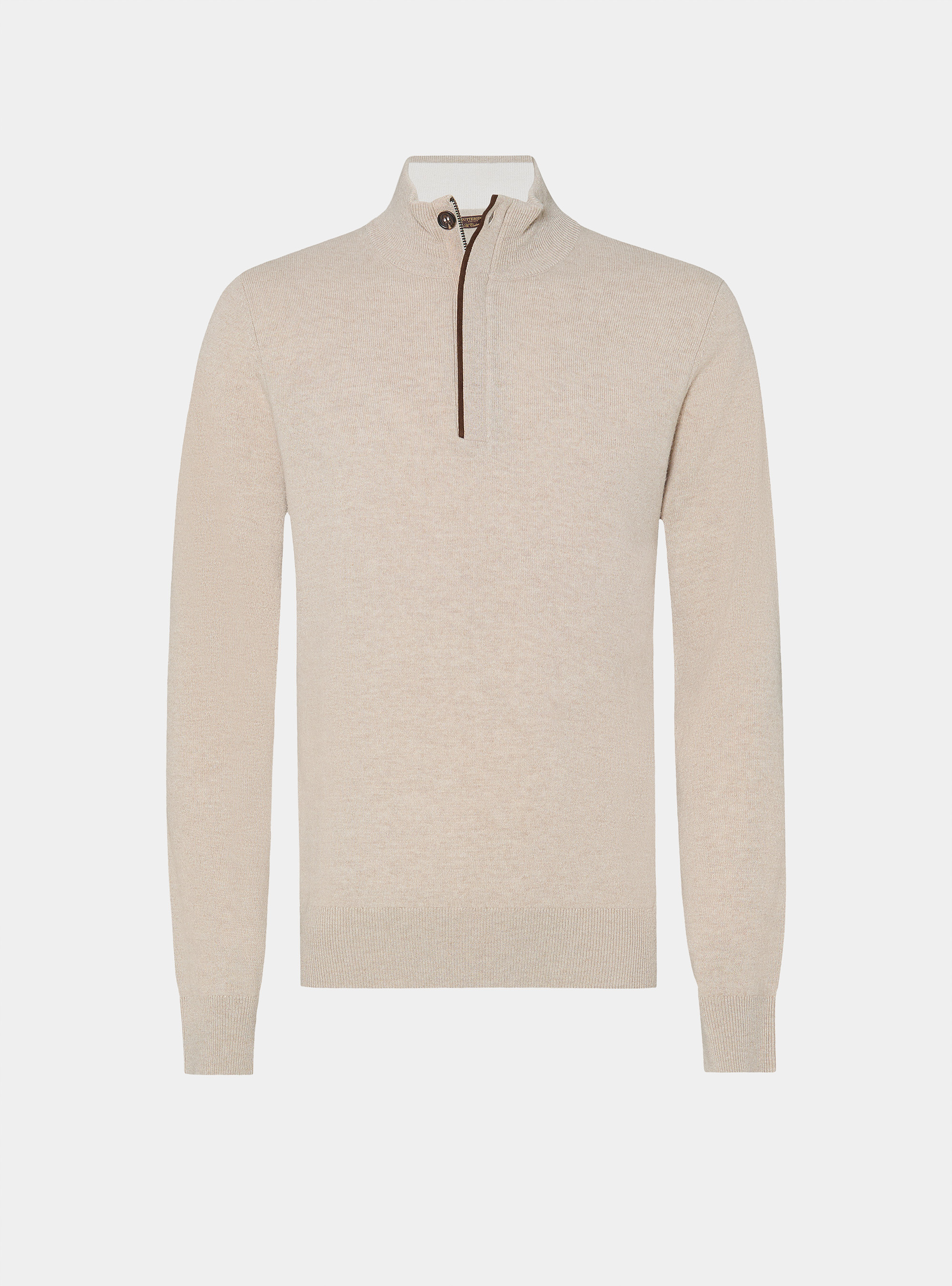 Pull demi-zip en lambswool et cachemire, &Atilde; CRU