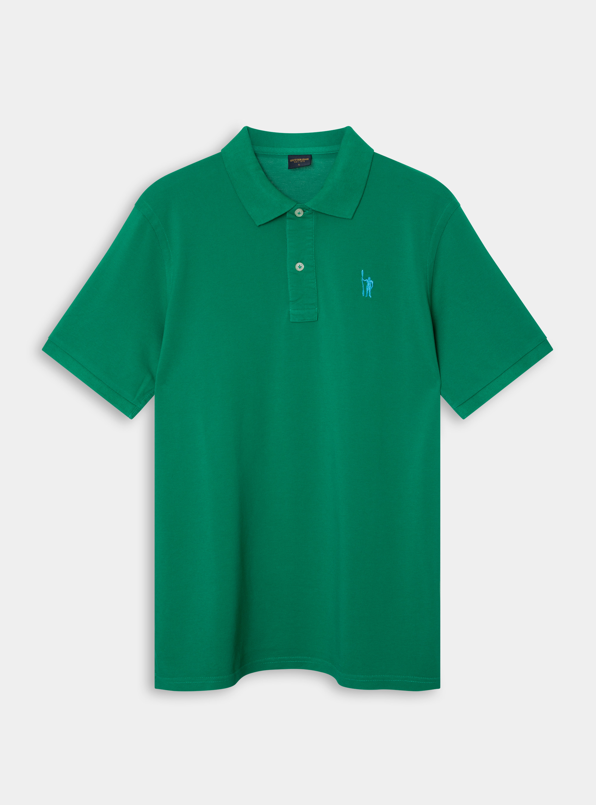 Classic cotton pique polo with embroidery, GREEN