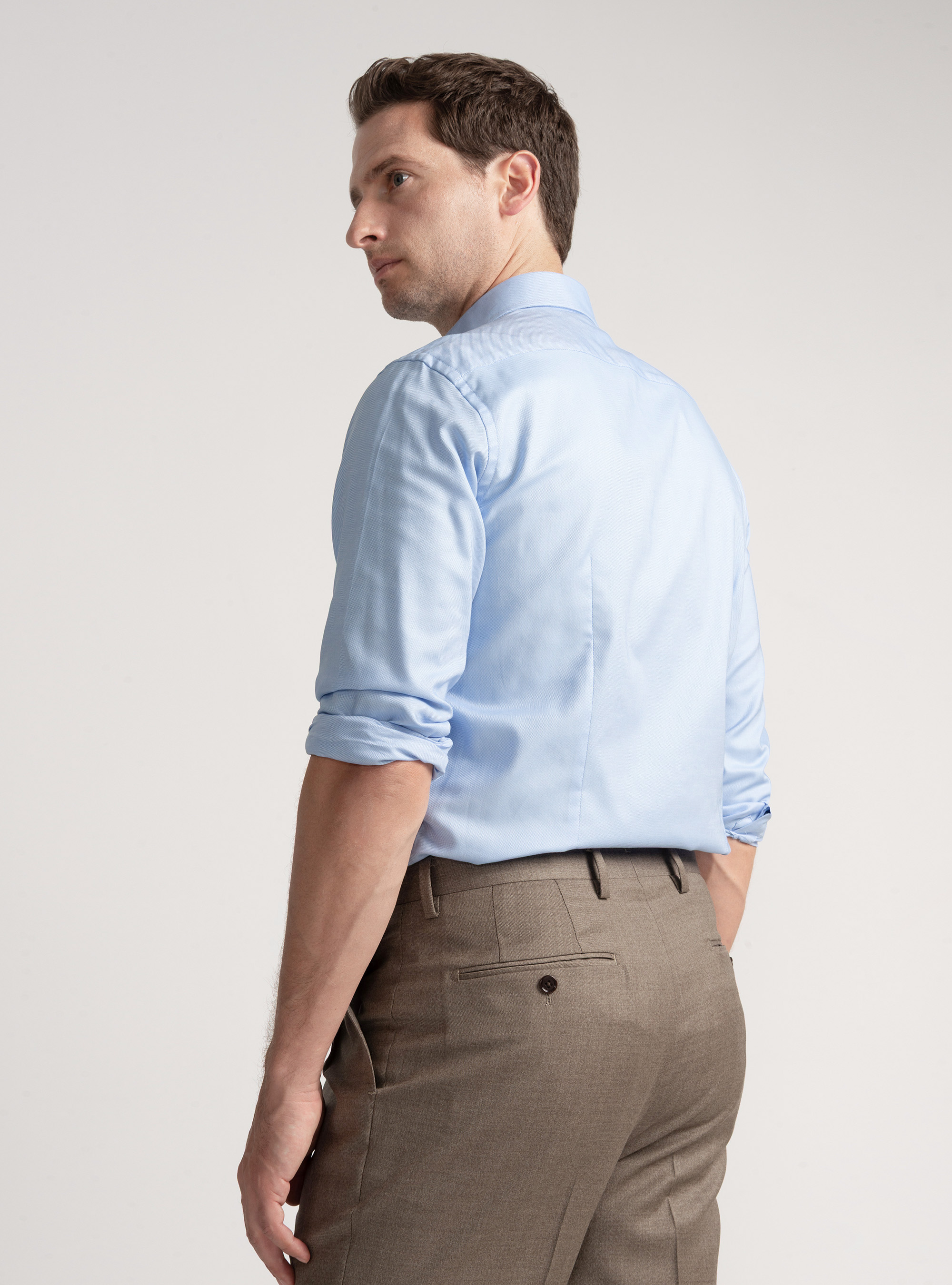 Camisa oxford de algodón, CELESTE