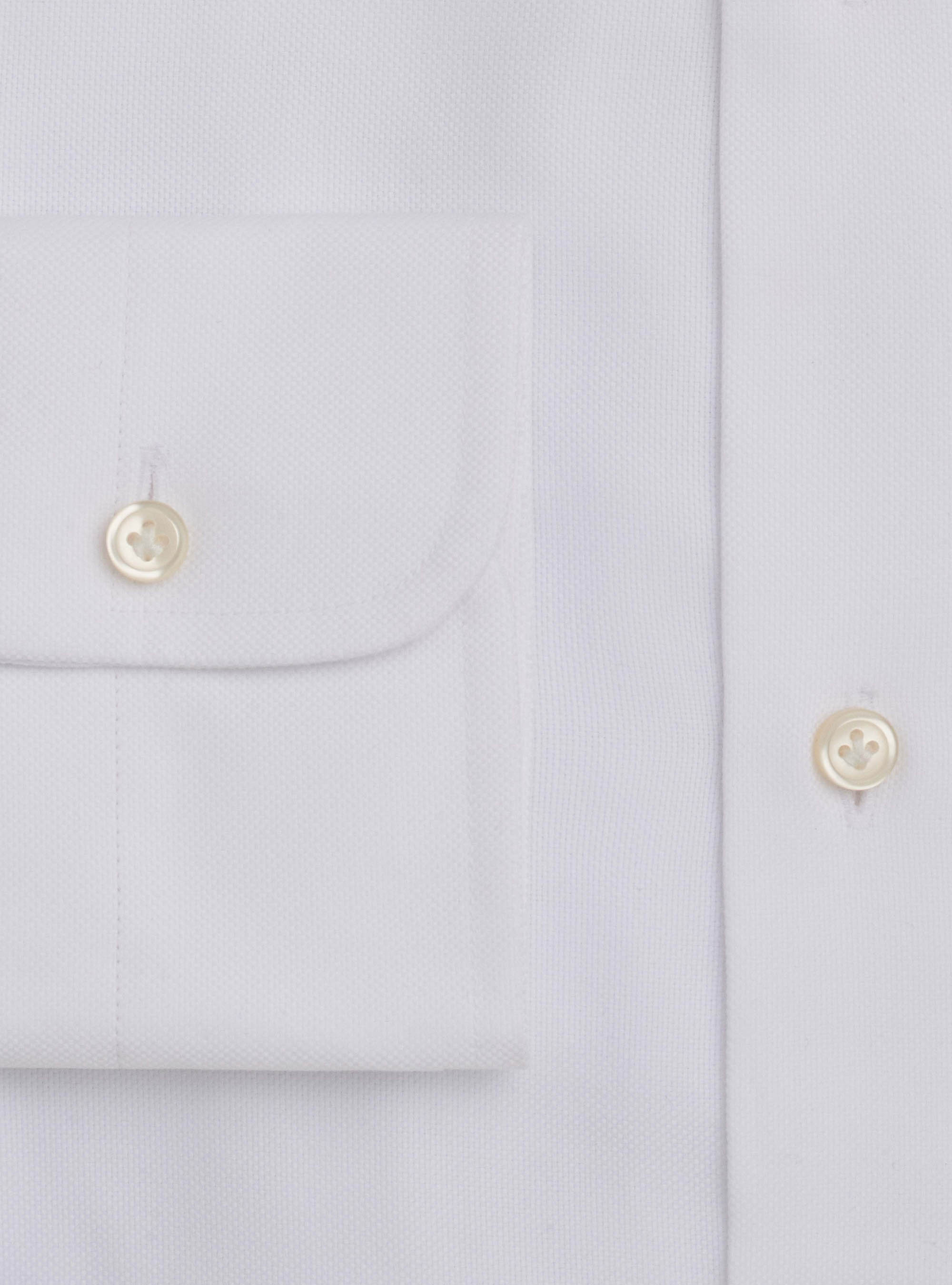 Camicia collo francese semiaperto in oxford, BIANCO