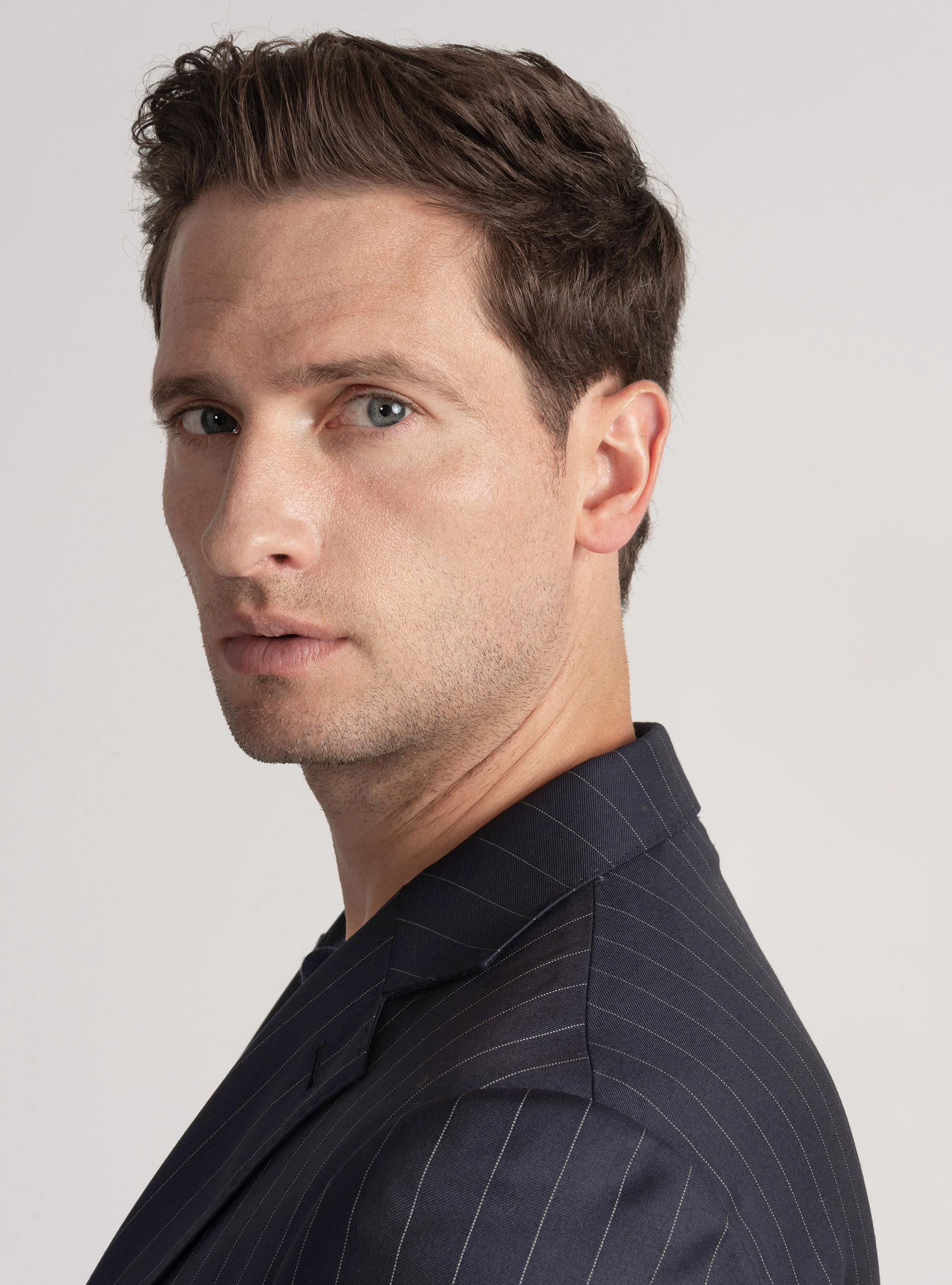 Americana de traje a rayas de pura lana Vitale Barberis Canonico, AZUL MARINO