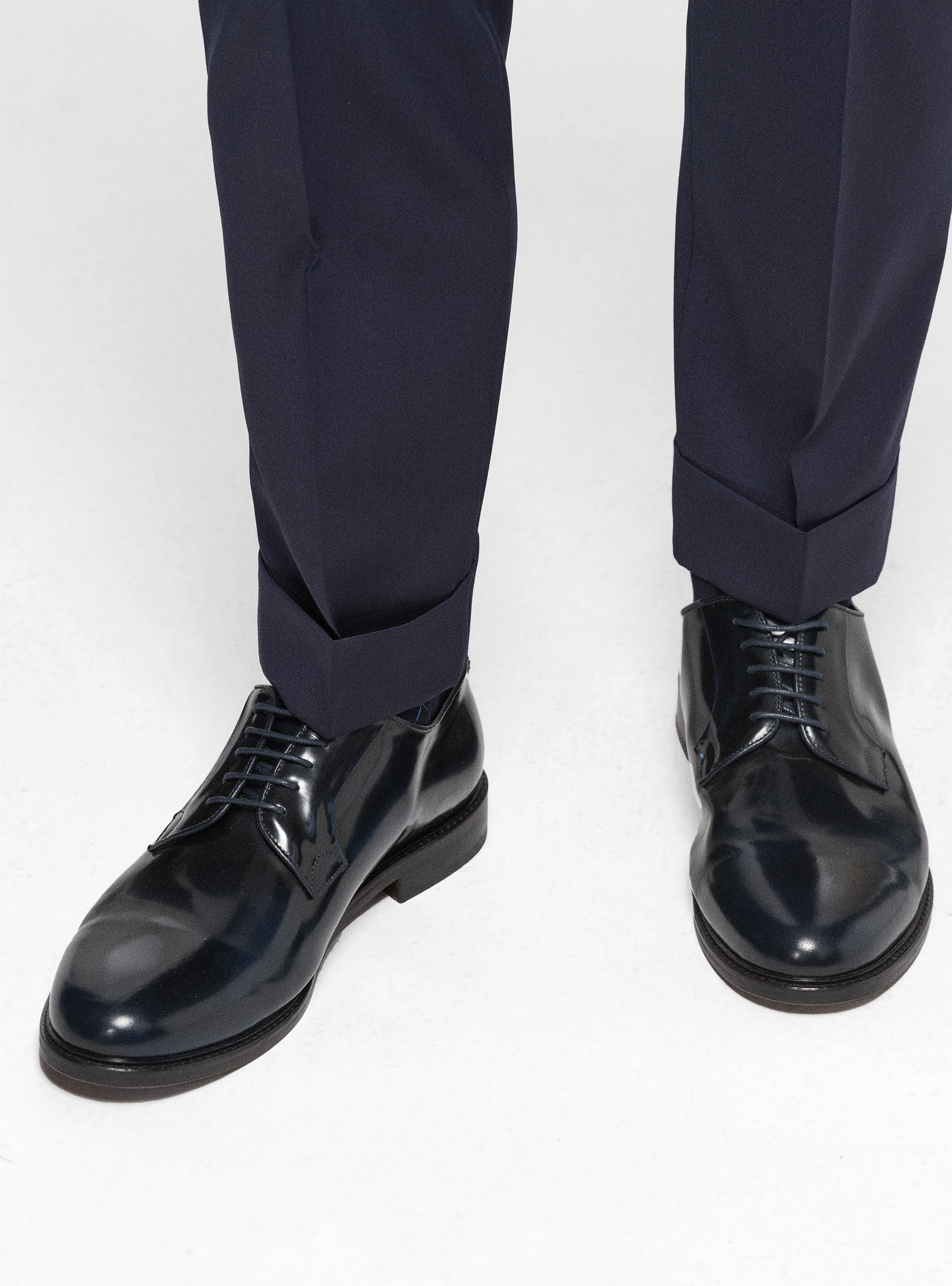 Pantalón doble pinza de pura lana Reda, AZUL MARINO