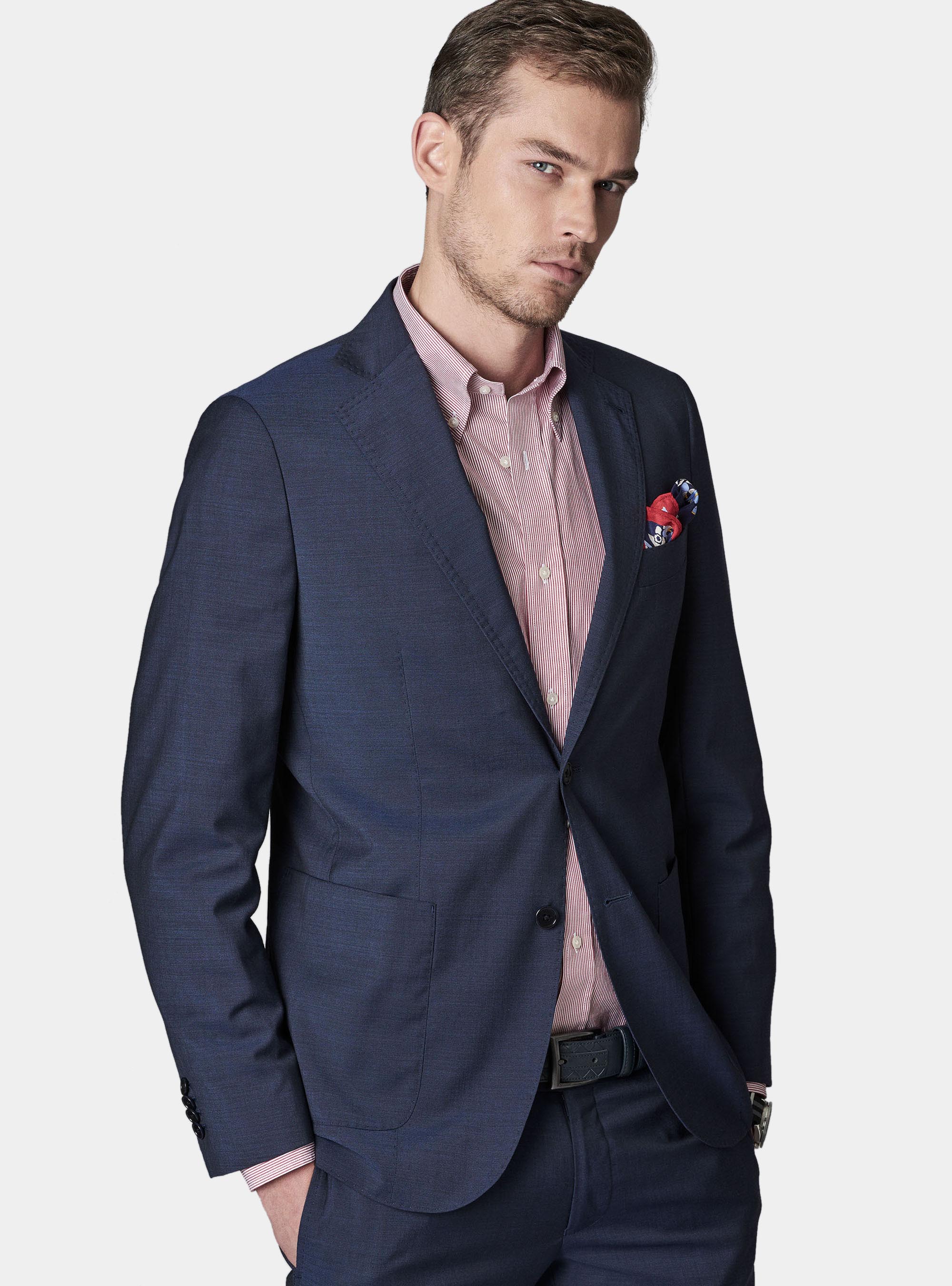 Giacca per abito in lana texture super 100, BLU NAVY