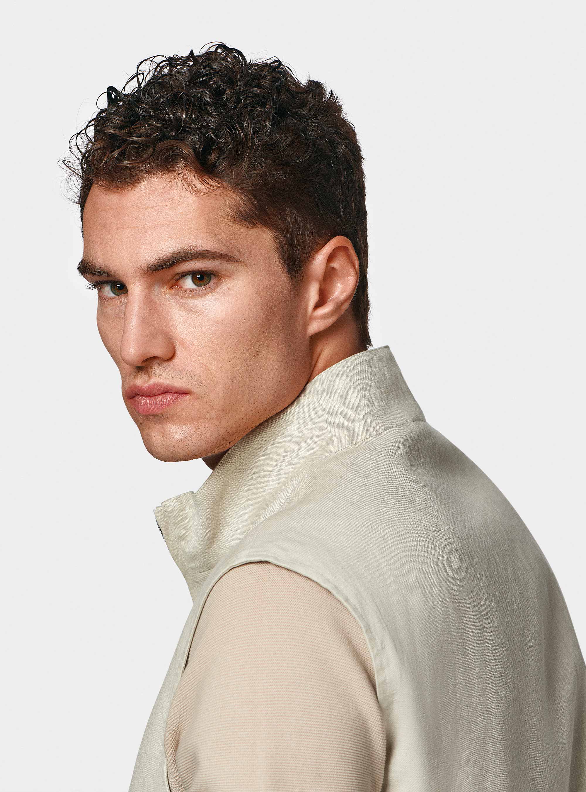 Reversible sleeveless in pure linen, ECRU