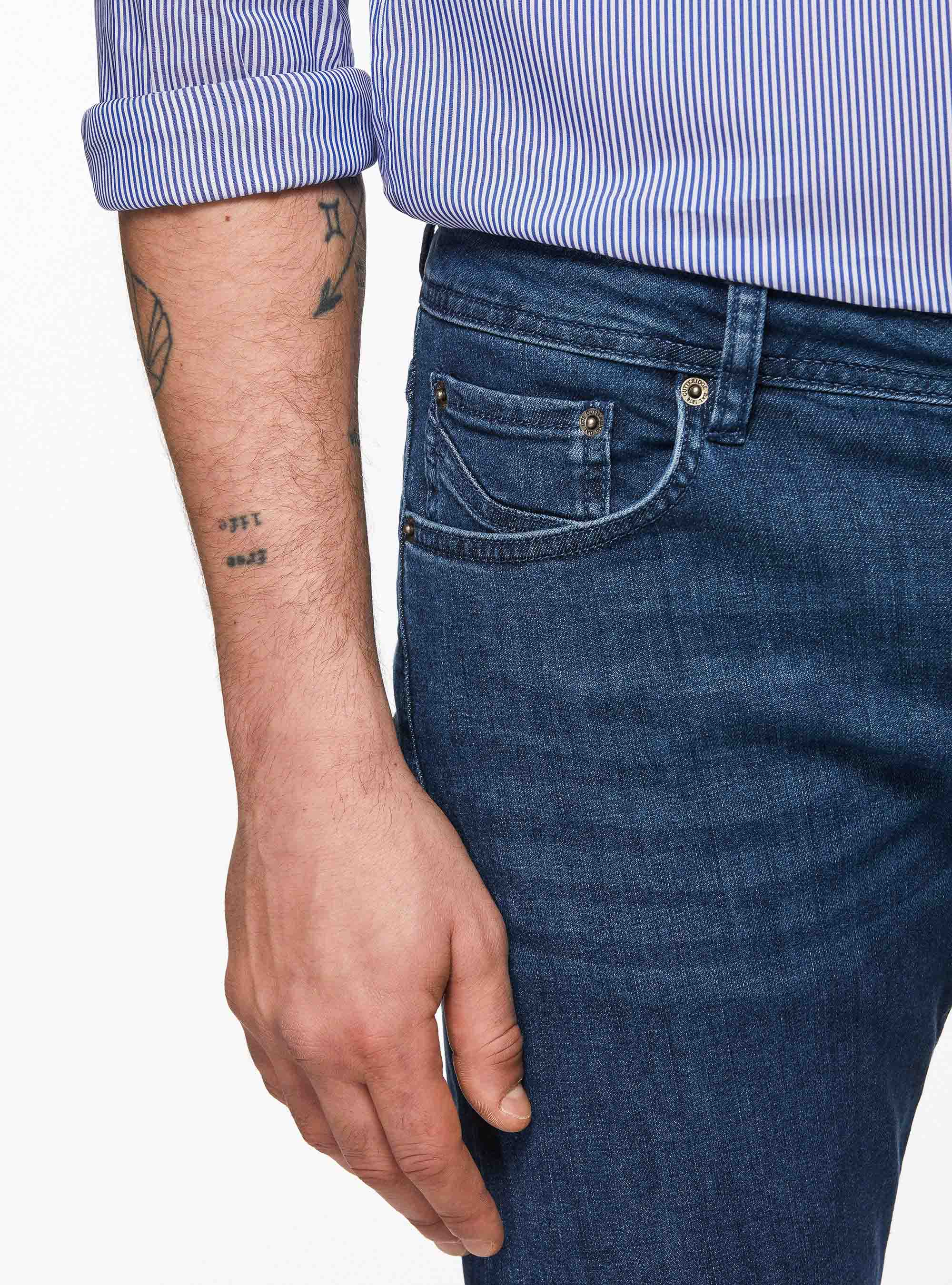 Farbige Stretch-Baumwollhose, BLUE 0241C