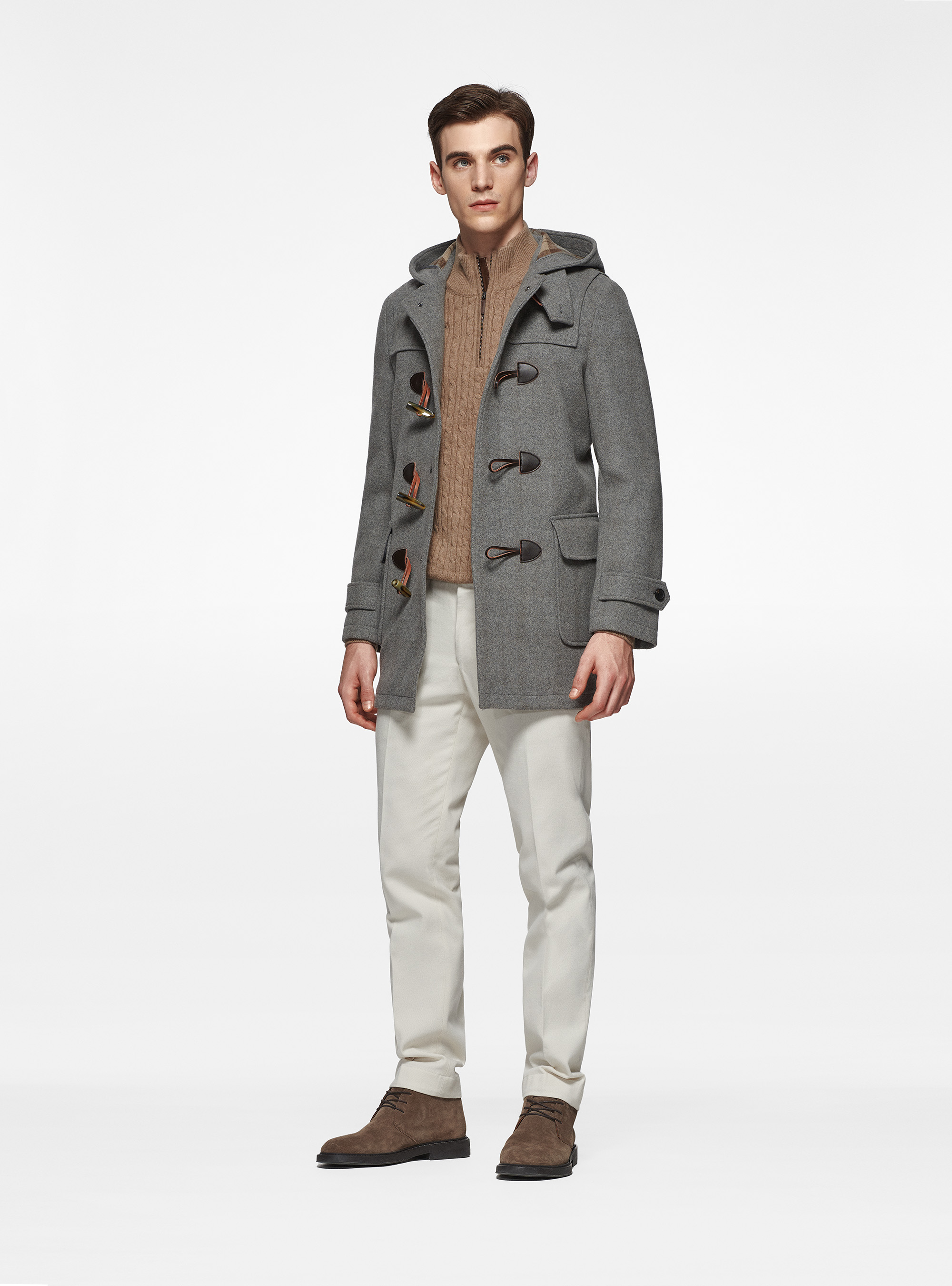 Montgomery in misto lana con interno a quadri, GRIGIO MELANGE 0151C