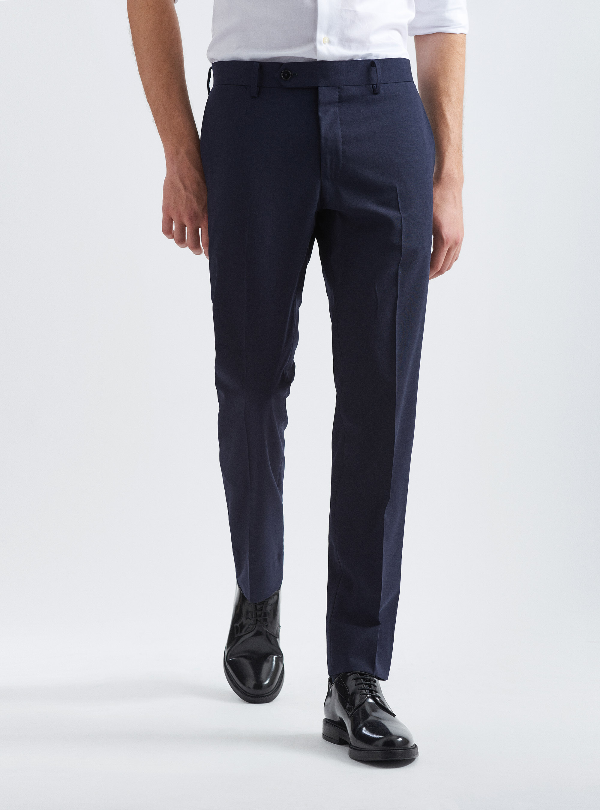 Pantaloni per abito in fresco lana, BLU NAVY