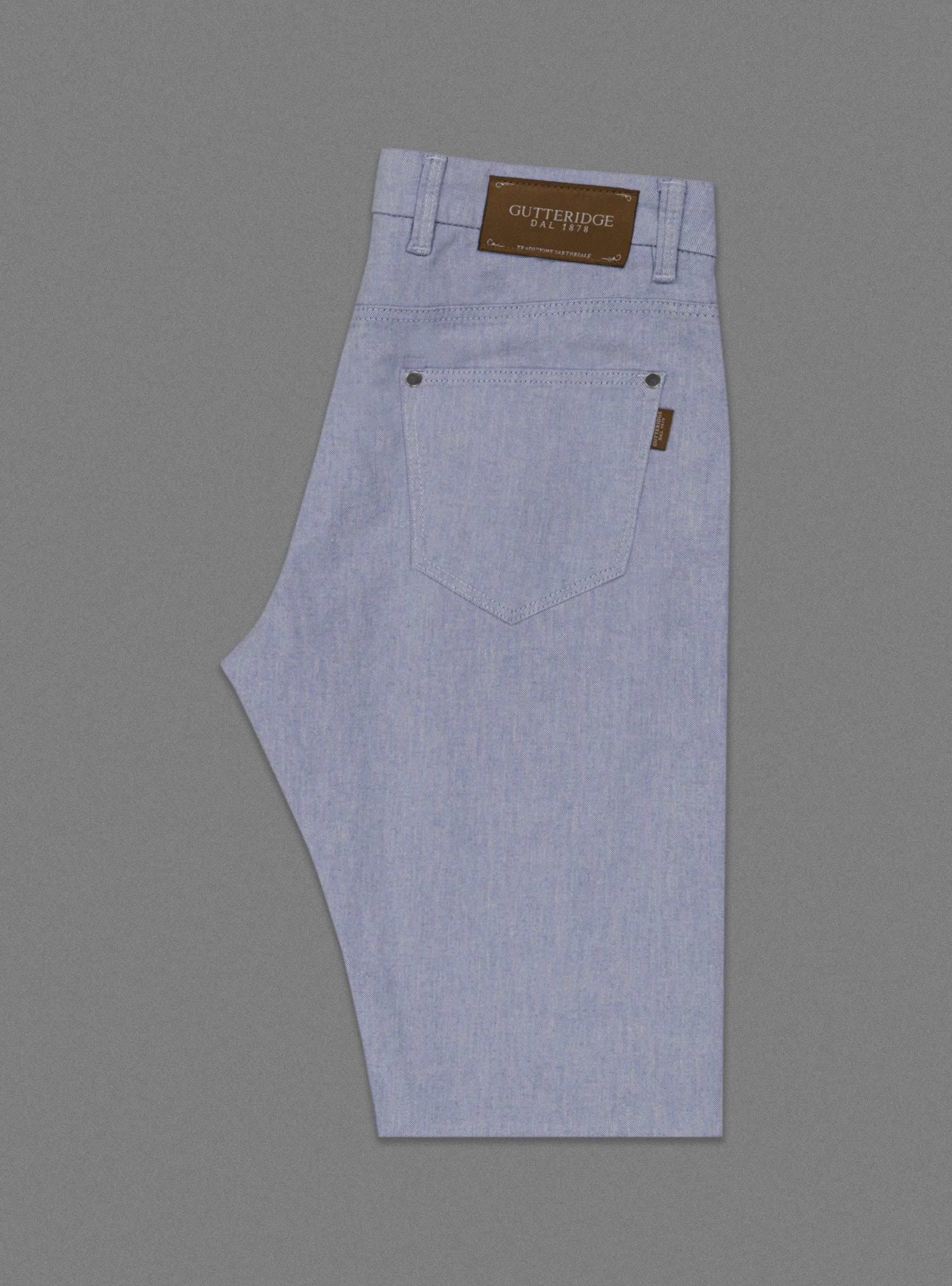 Pantaloni in gabardina di cotone, AZZURRO