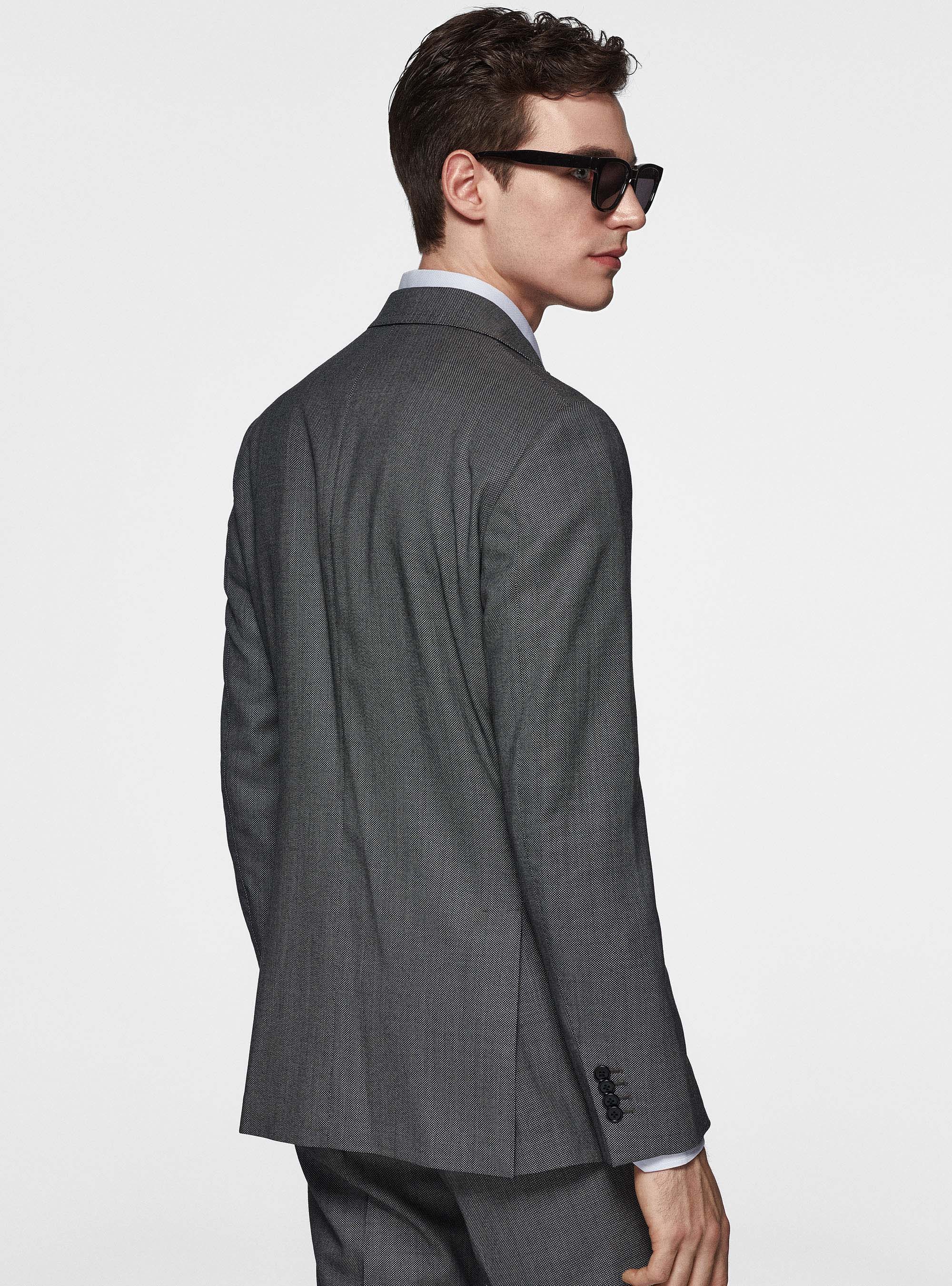 Giacca in pura lana occhio di pernice, GRIGIO CHIARO