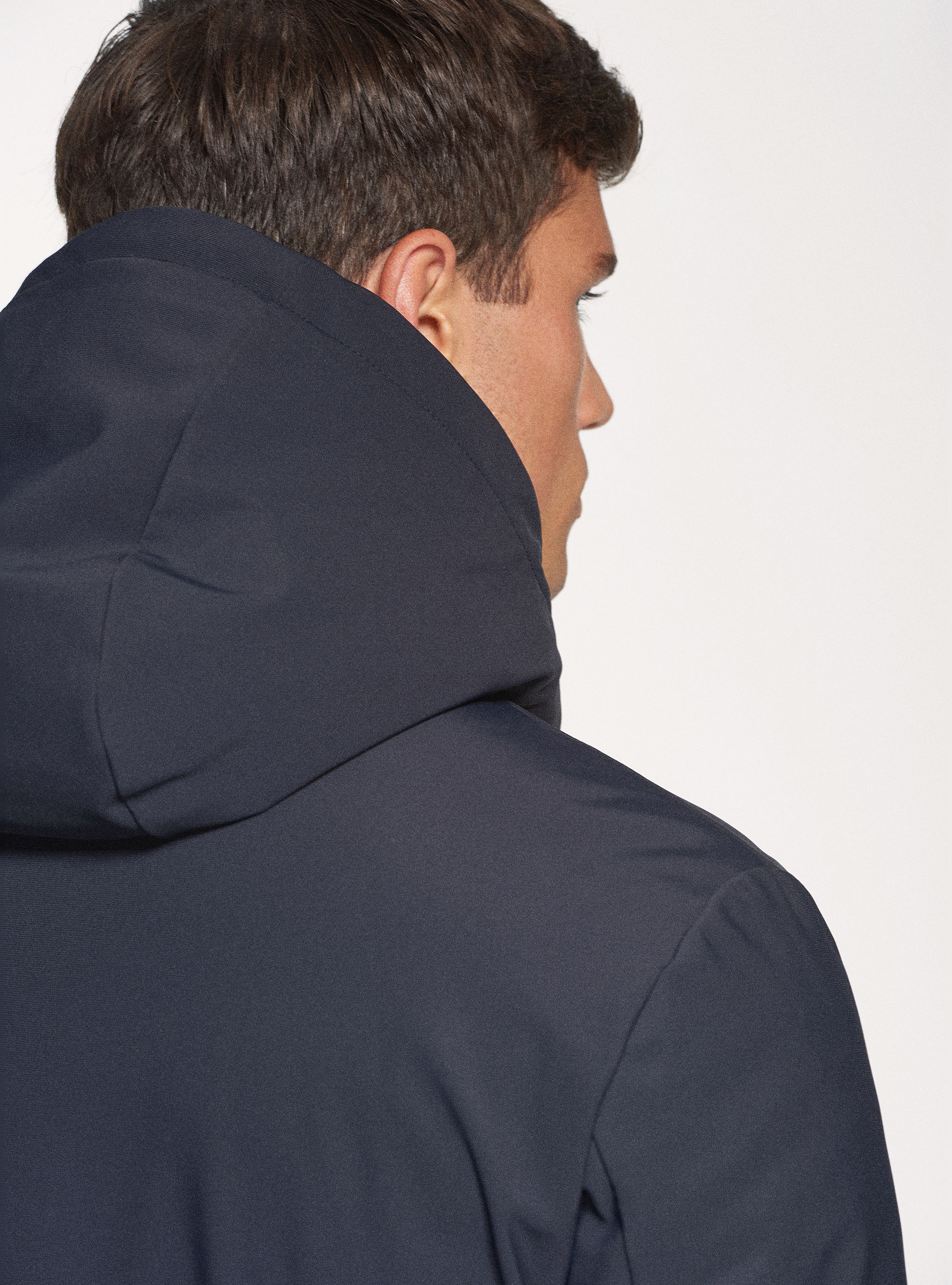 Giubbino in tessuto tecnico antivento, BLU NAVY