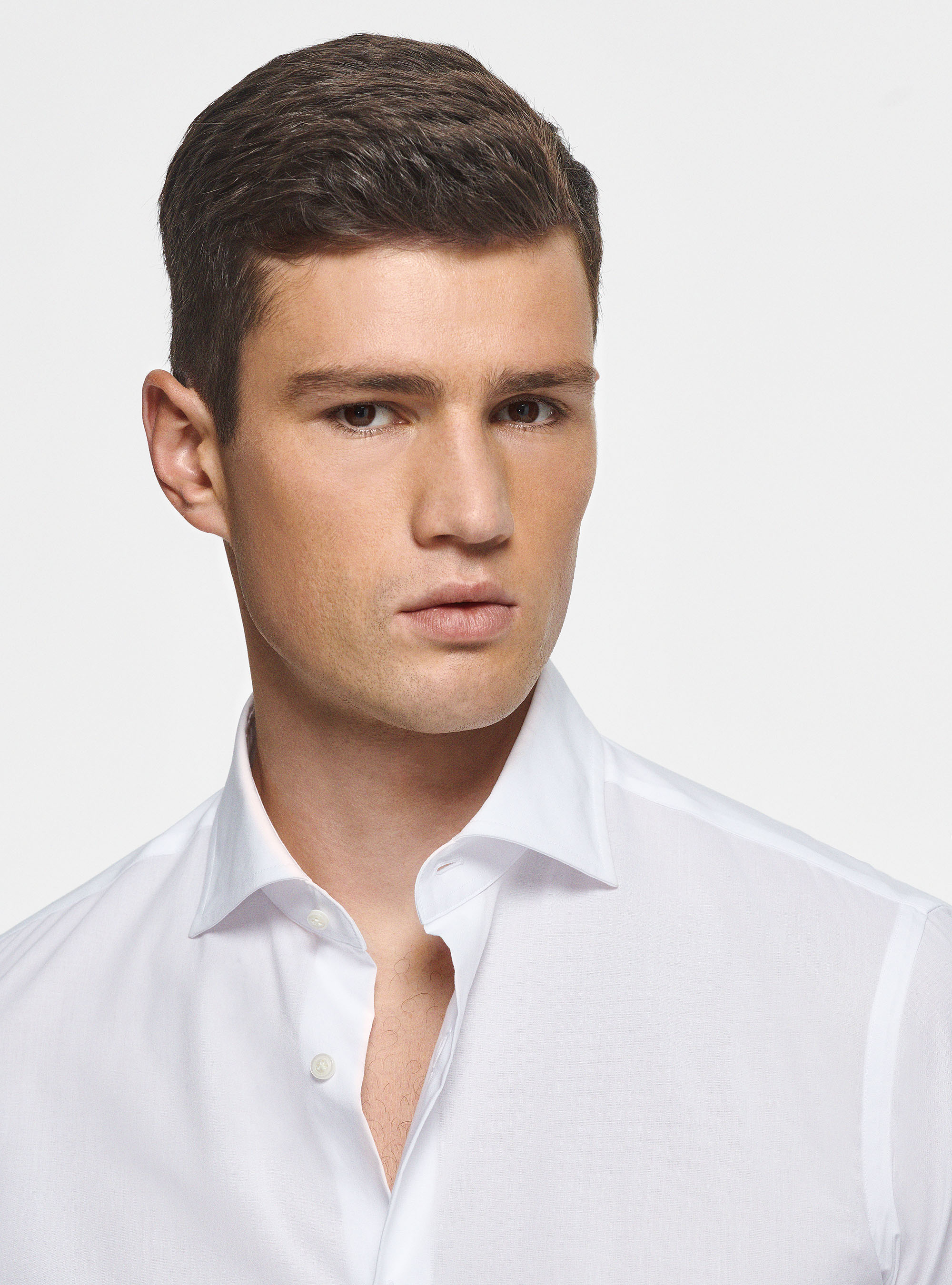Stretch poplin shirt, WHITE