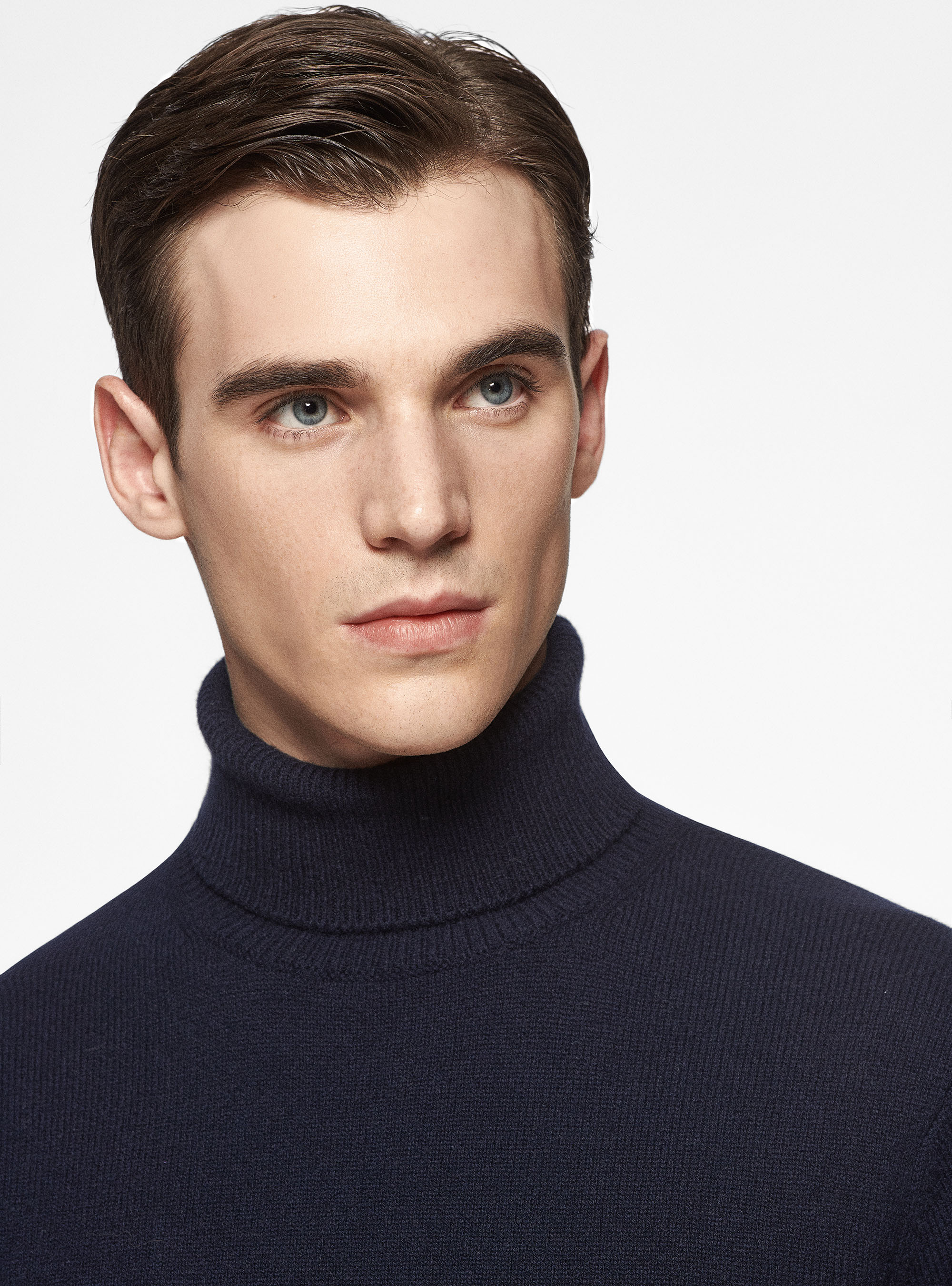 Merino wool turtleneck sweater, NAVY BLUE