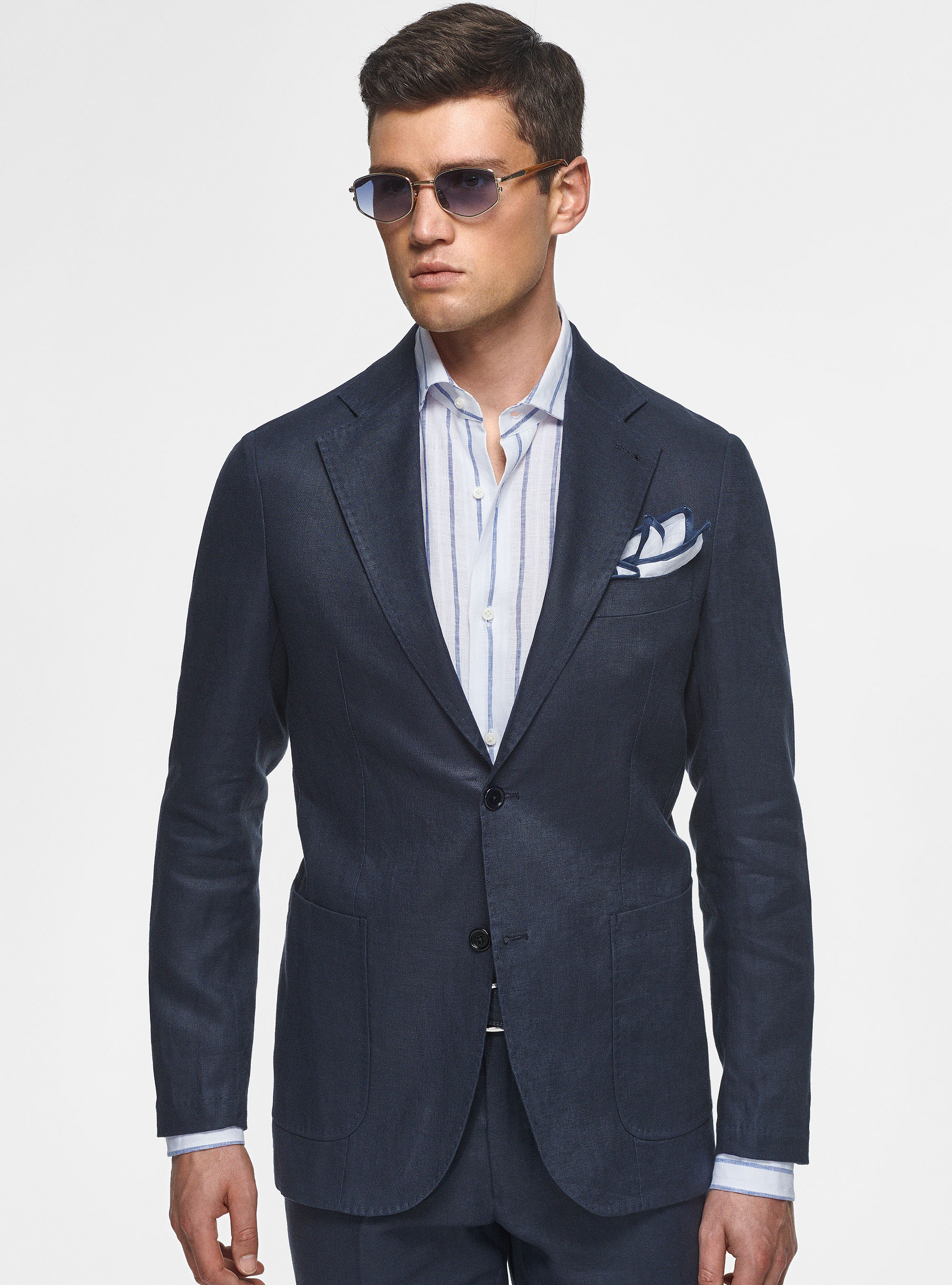 Veste en pur lin, BLEU MARINE