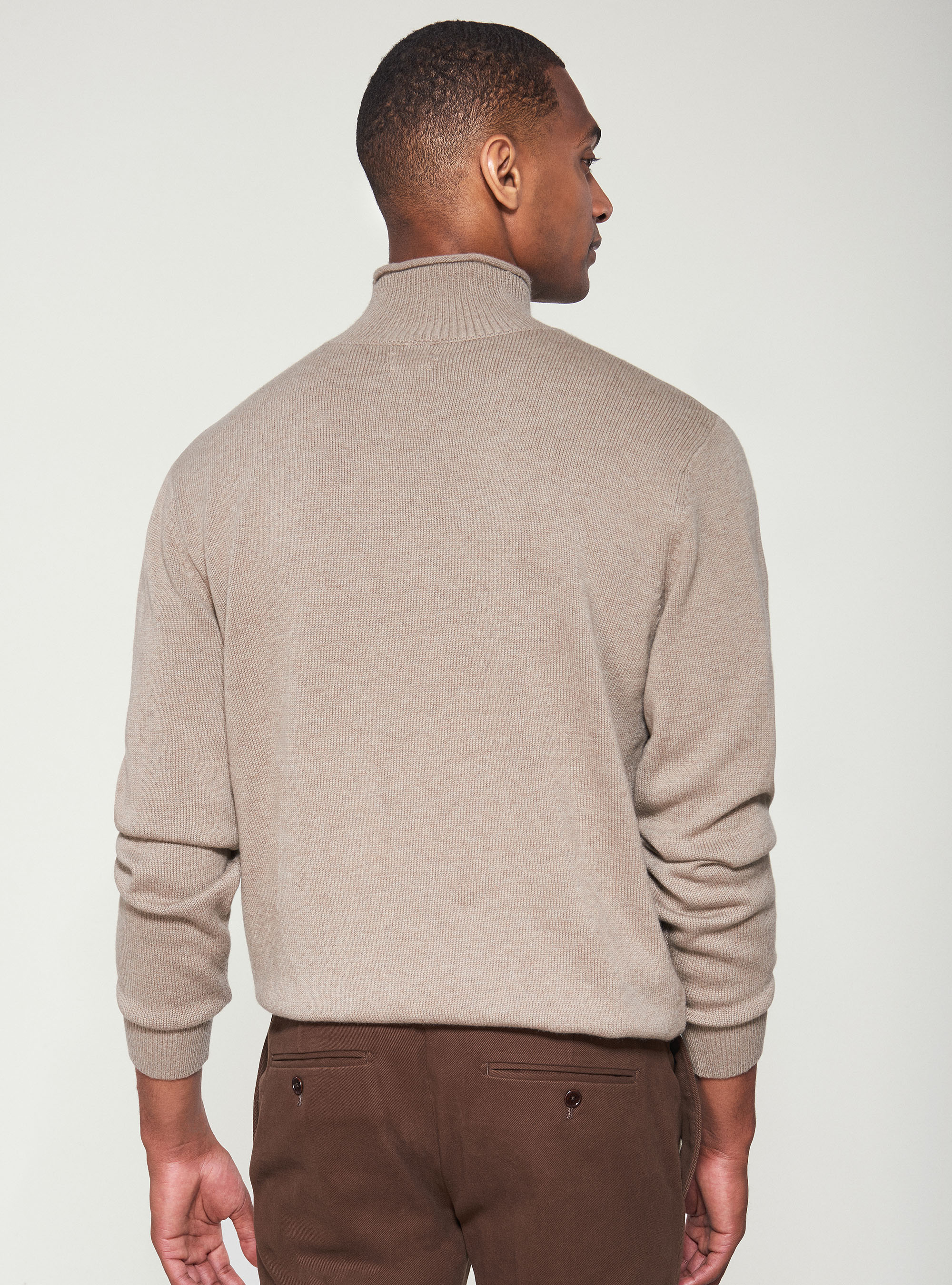 Maglia mezzo collo in lana cashmere, ECRU