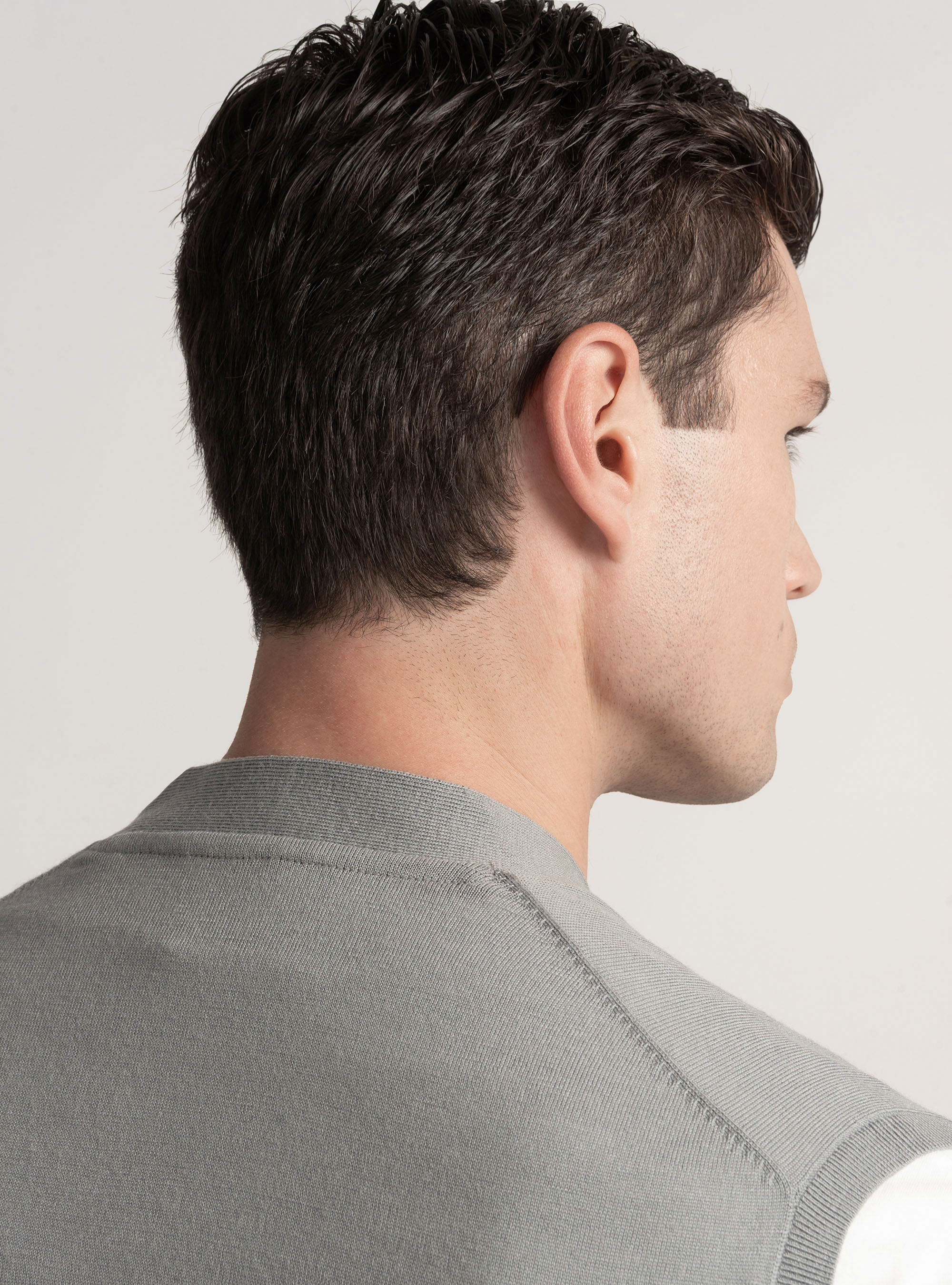 Knitted gilet with buttons in extra-fine merino wool, GREY