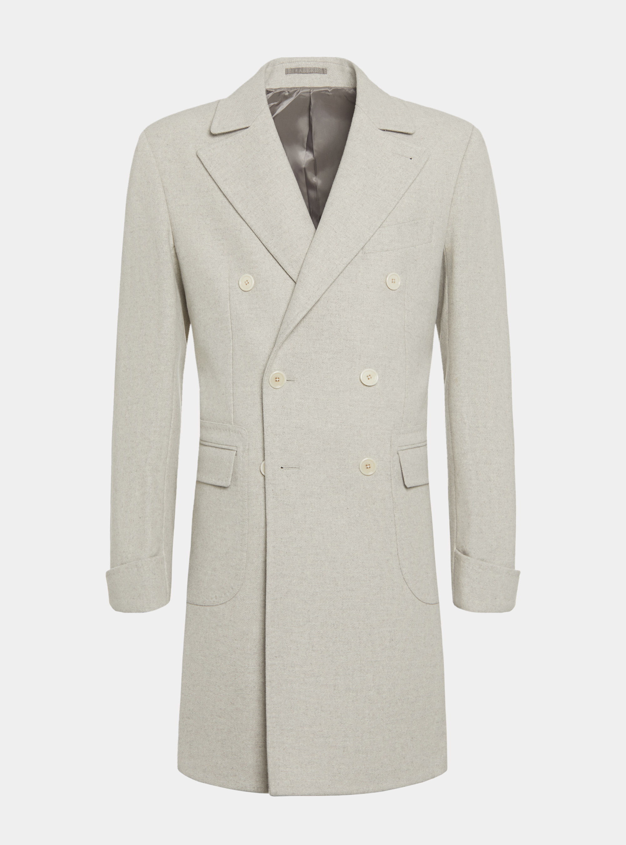 Cappotto doppiopetto in pura lana, ECRU