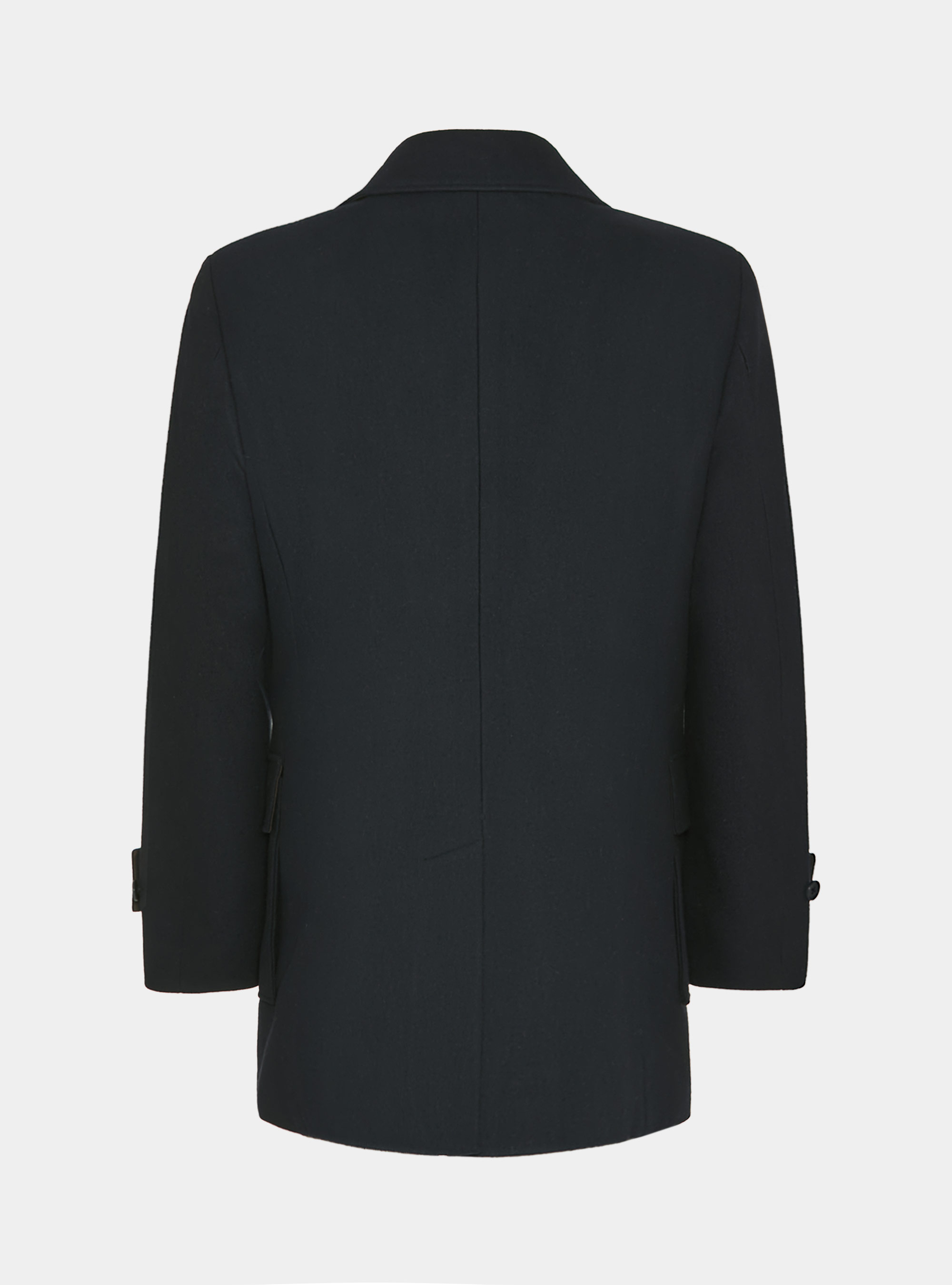 Peacoat en mezcla de lana con bolsillos de parche, AZUL MARINO