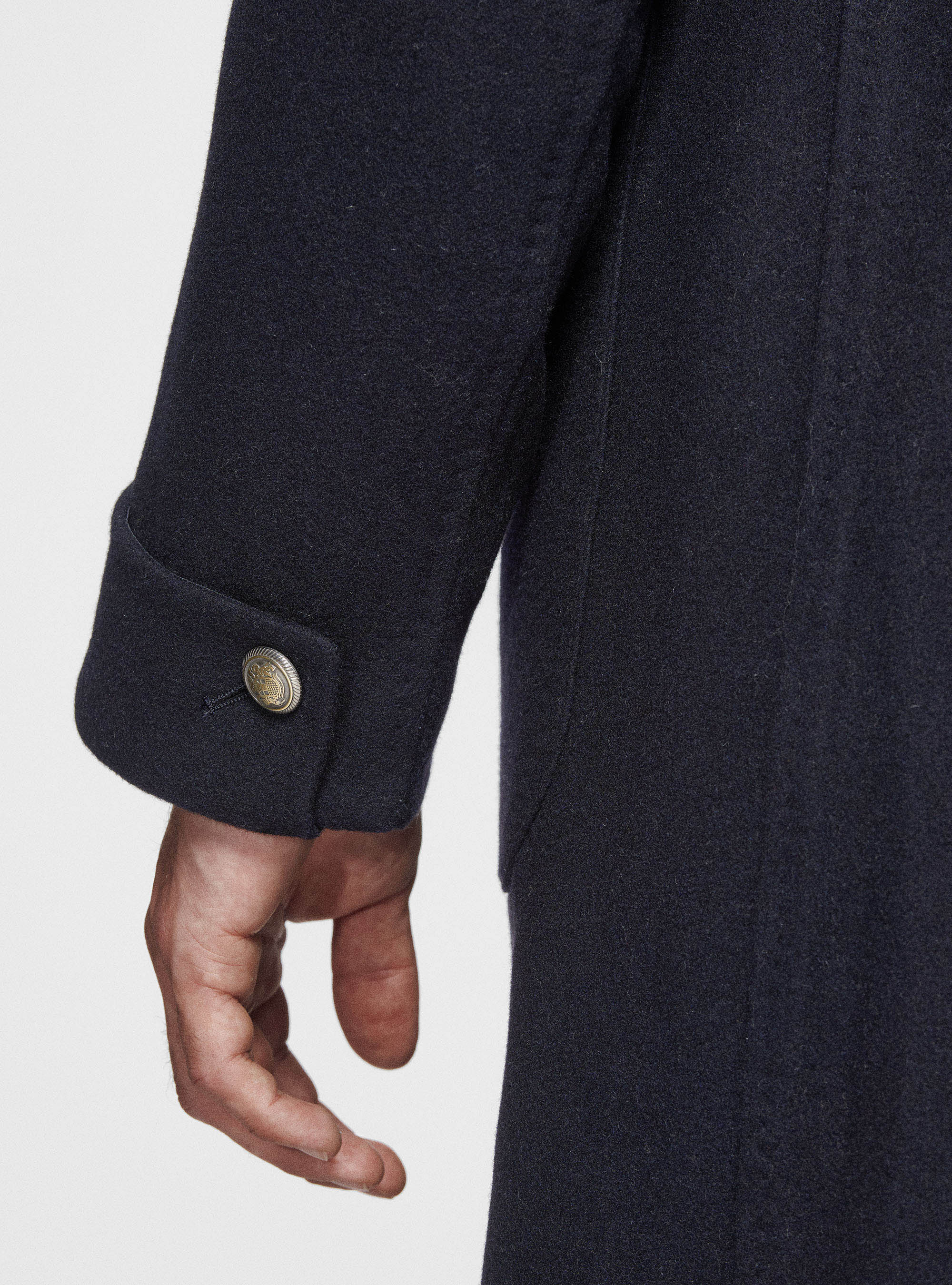 Cappotto doppiopetto in pura lana, BLU NAVY