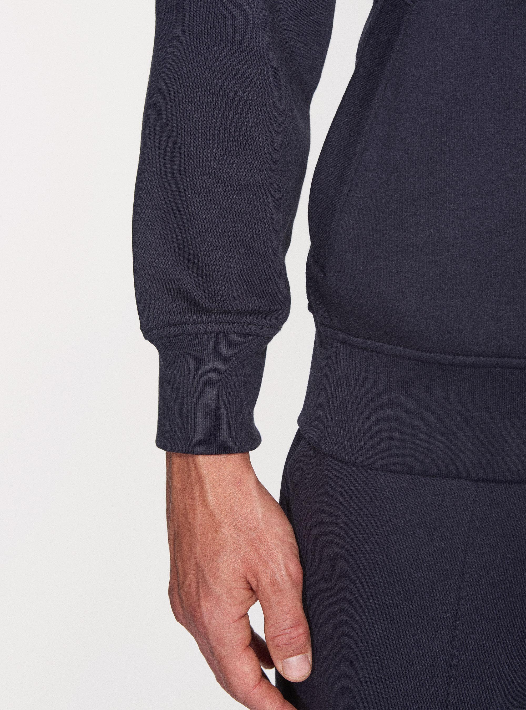 Cardigan in felpa con cappuccio, BLU NAVY