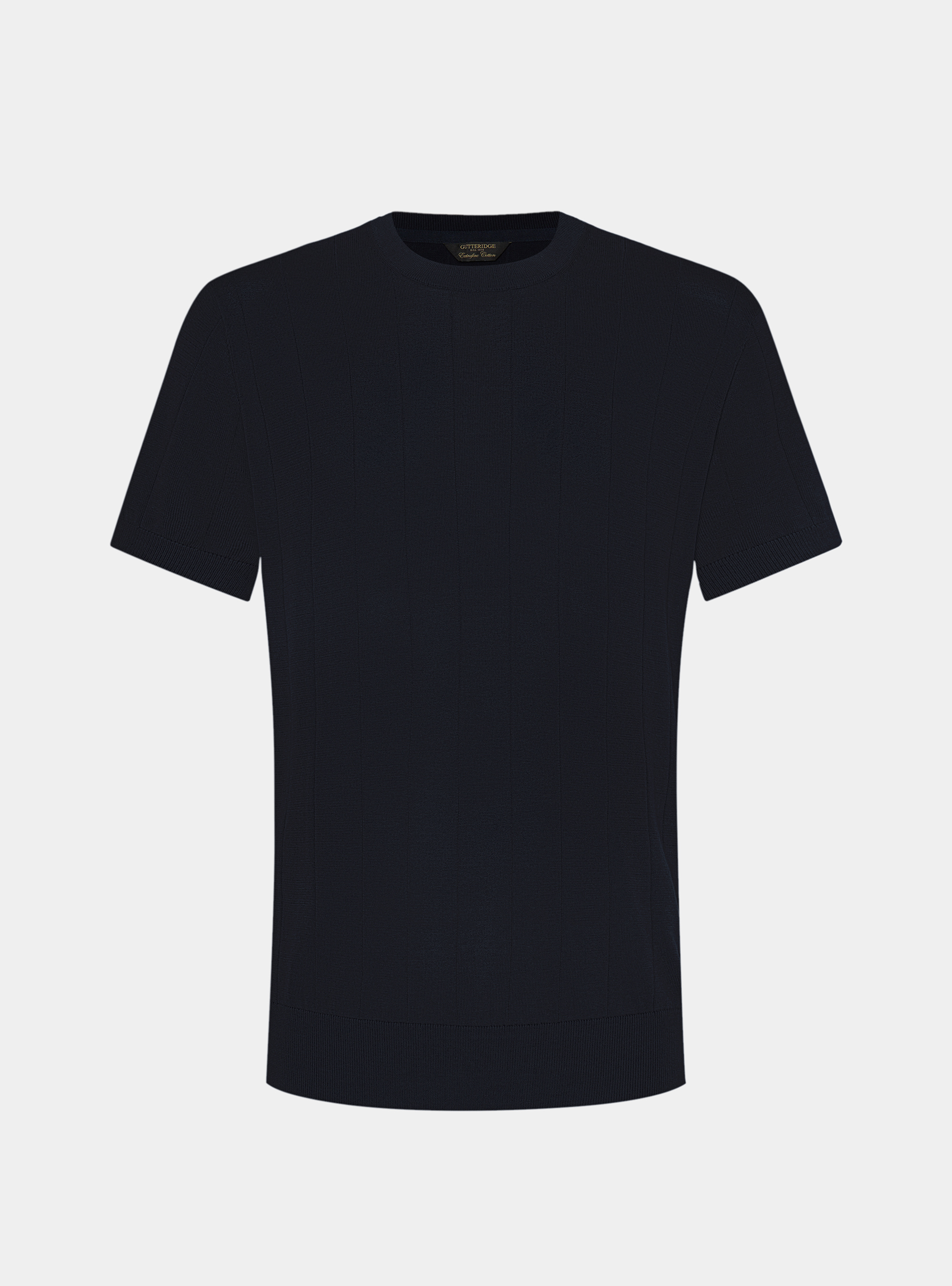 Maglia in puro cotone costa piatta, BLU NAVY