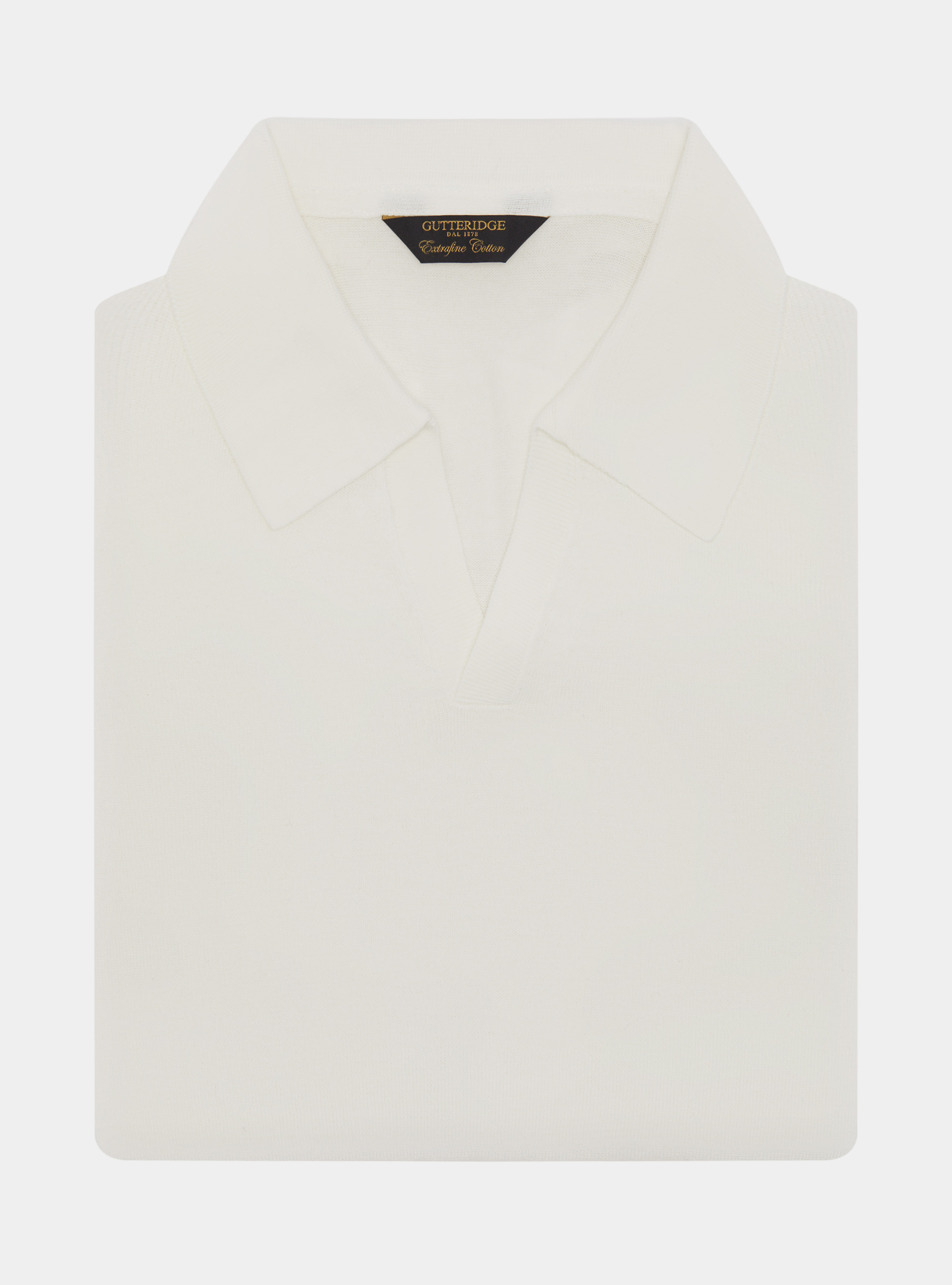 Polo in maglia senza bottoni in cotone extrafine, BIANCO