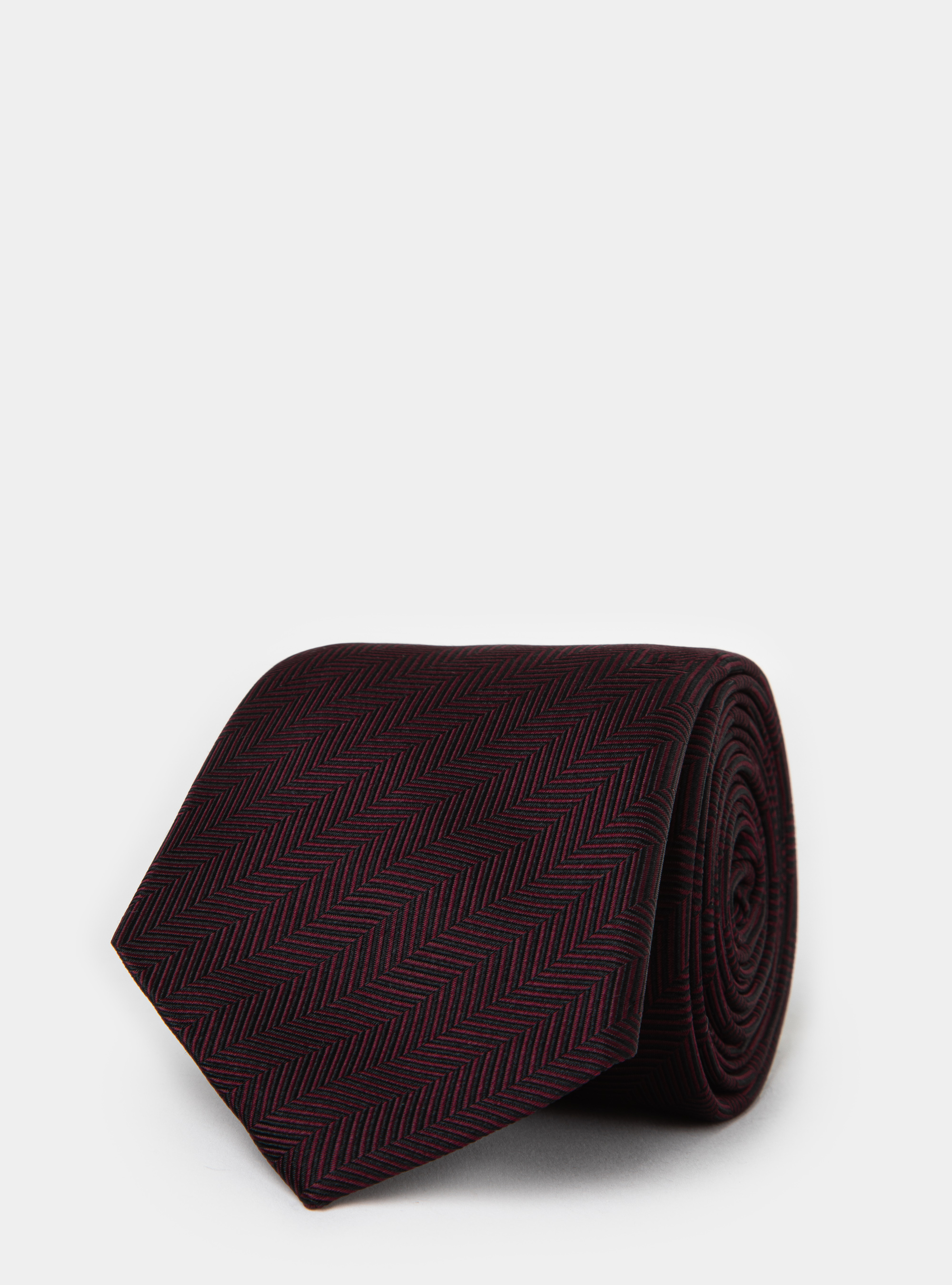 Cravatta in seta herringbone, BORDEAUX