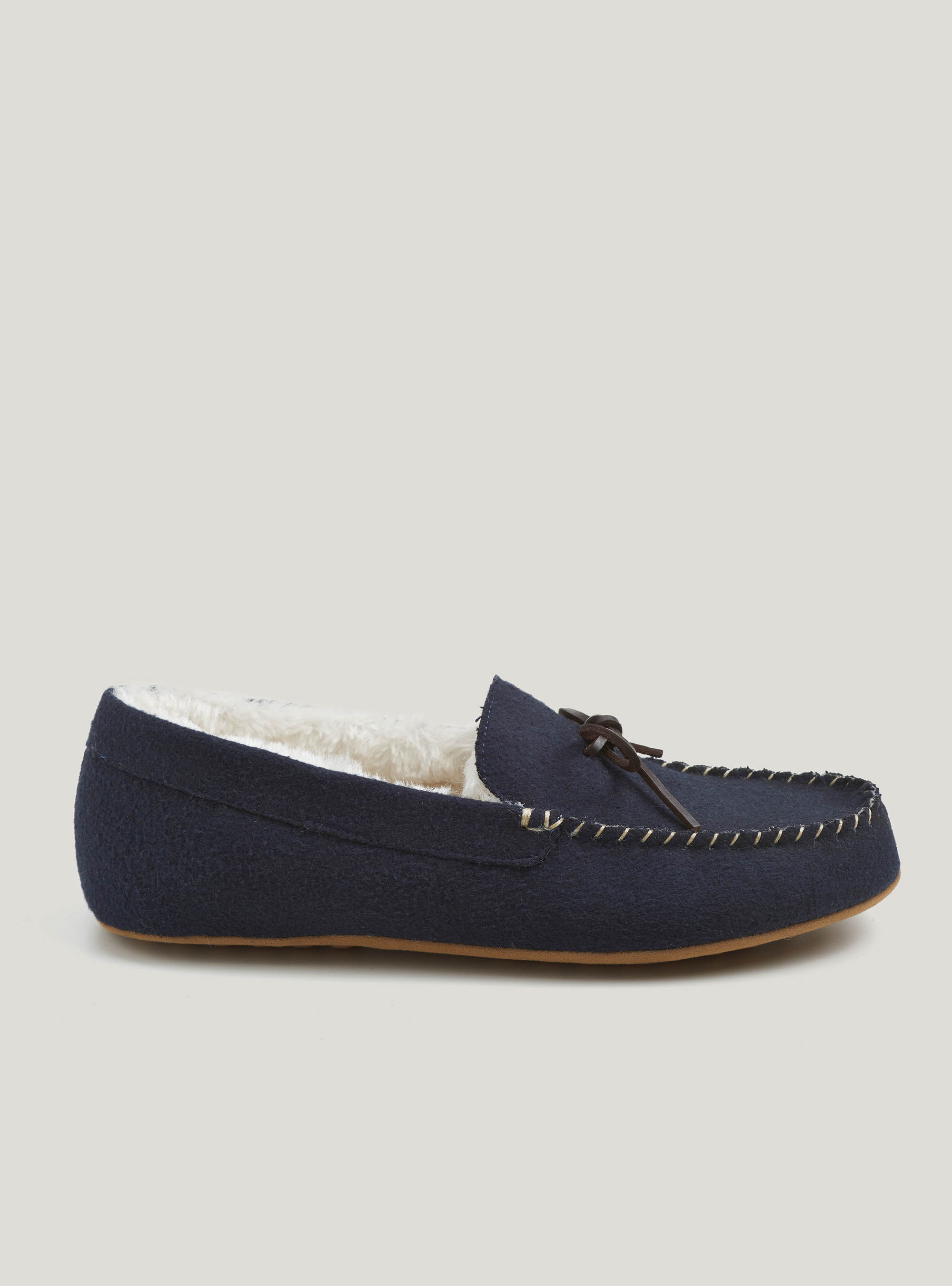 Pantofole in flanella tinta unita, BLU NAVY