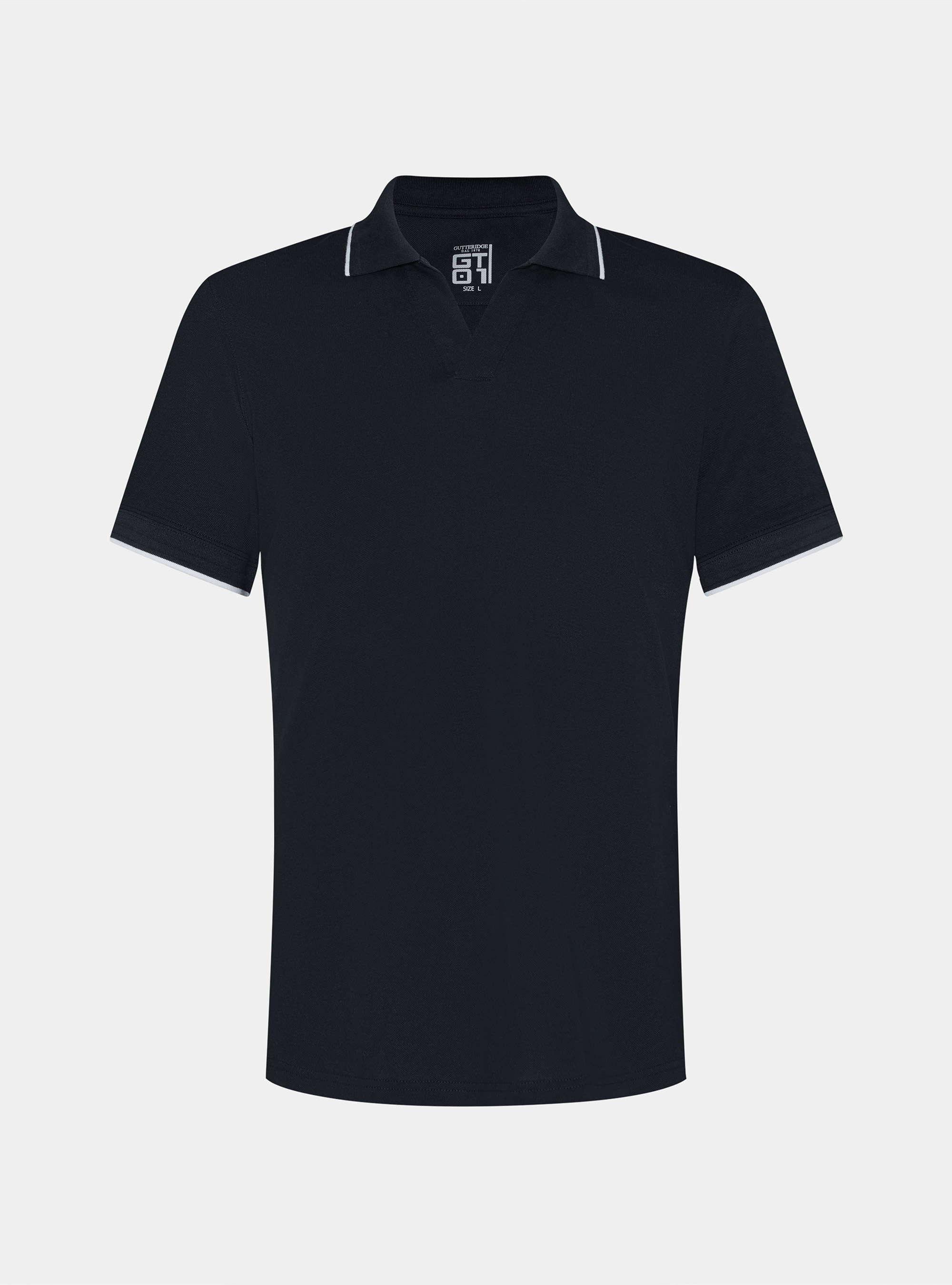 Polo GT01 senza bottoni in piquet stretch, BLU NAVY
