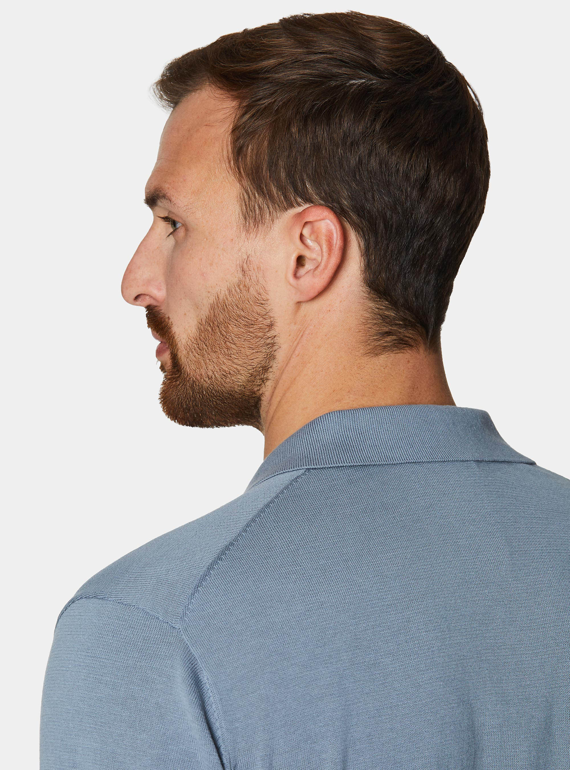 Polo in maglia senza bottoni in cotone extrafine, AVIO 0292C