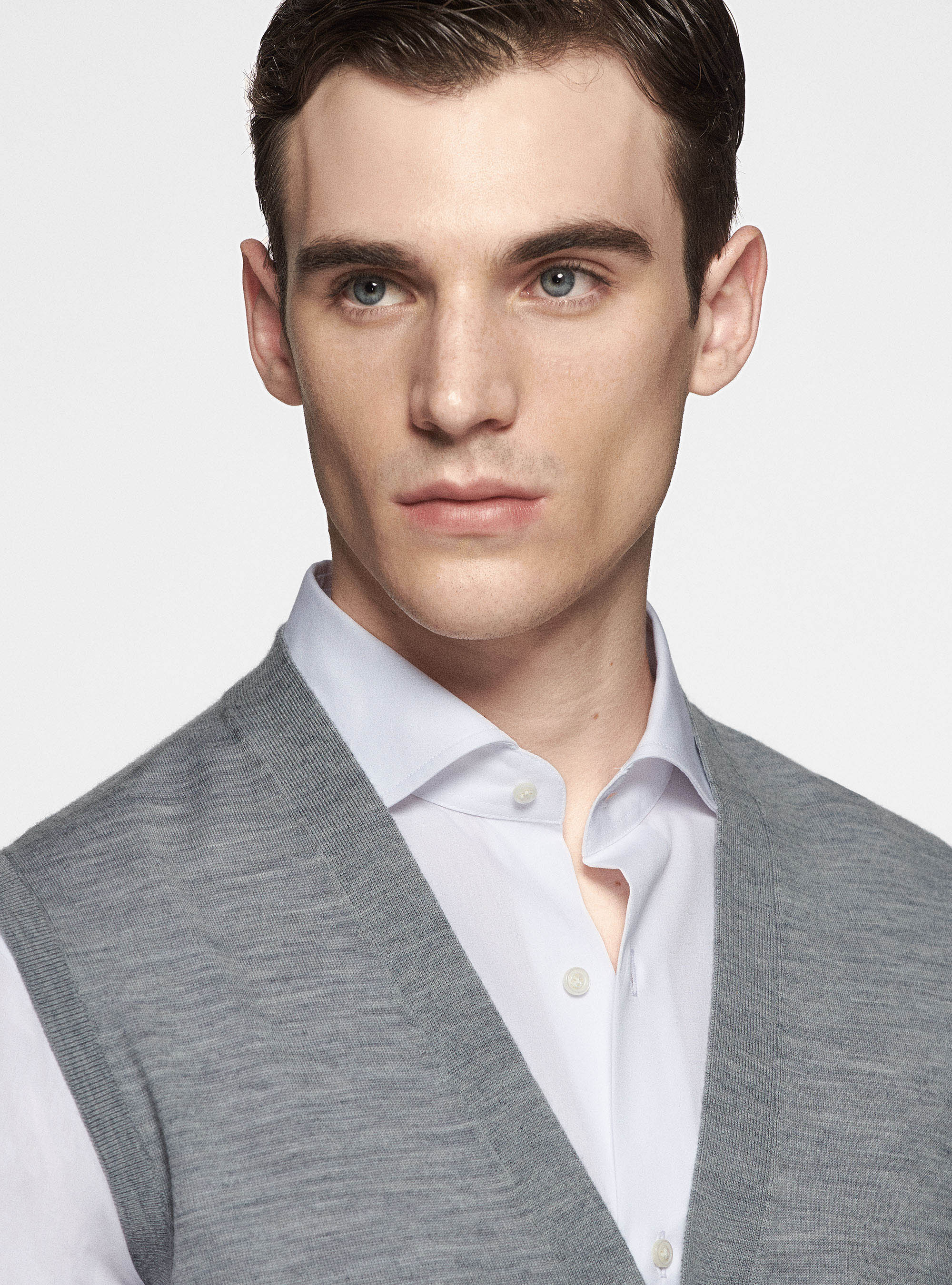 Chaleco de punto de pura lana merina extrafina, GRIGIO MELANGE 0151C