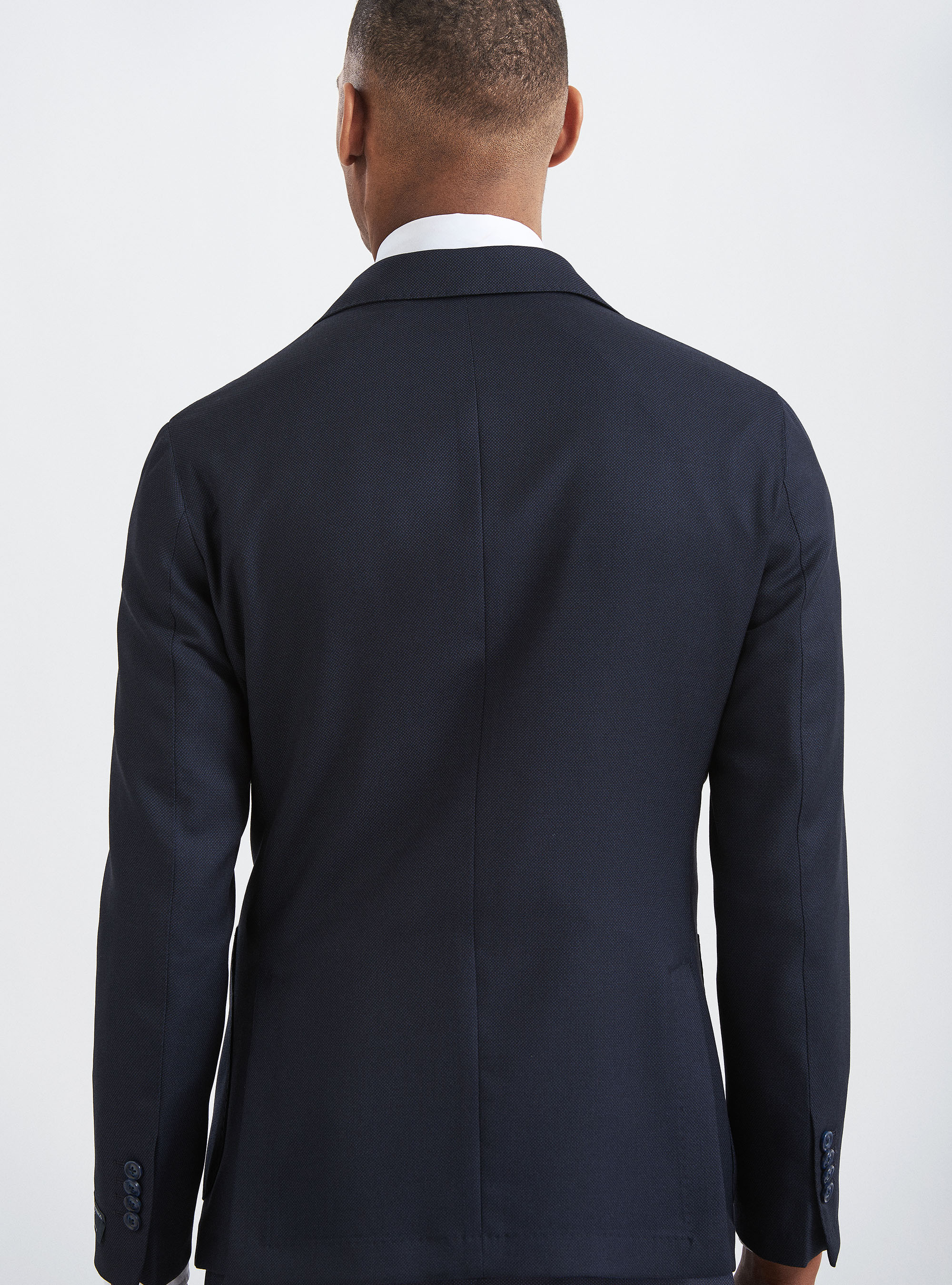 Anzugsjacke aus superfeiner 110er Rebhuhnaugenwolle, NAVY 0218C